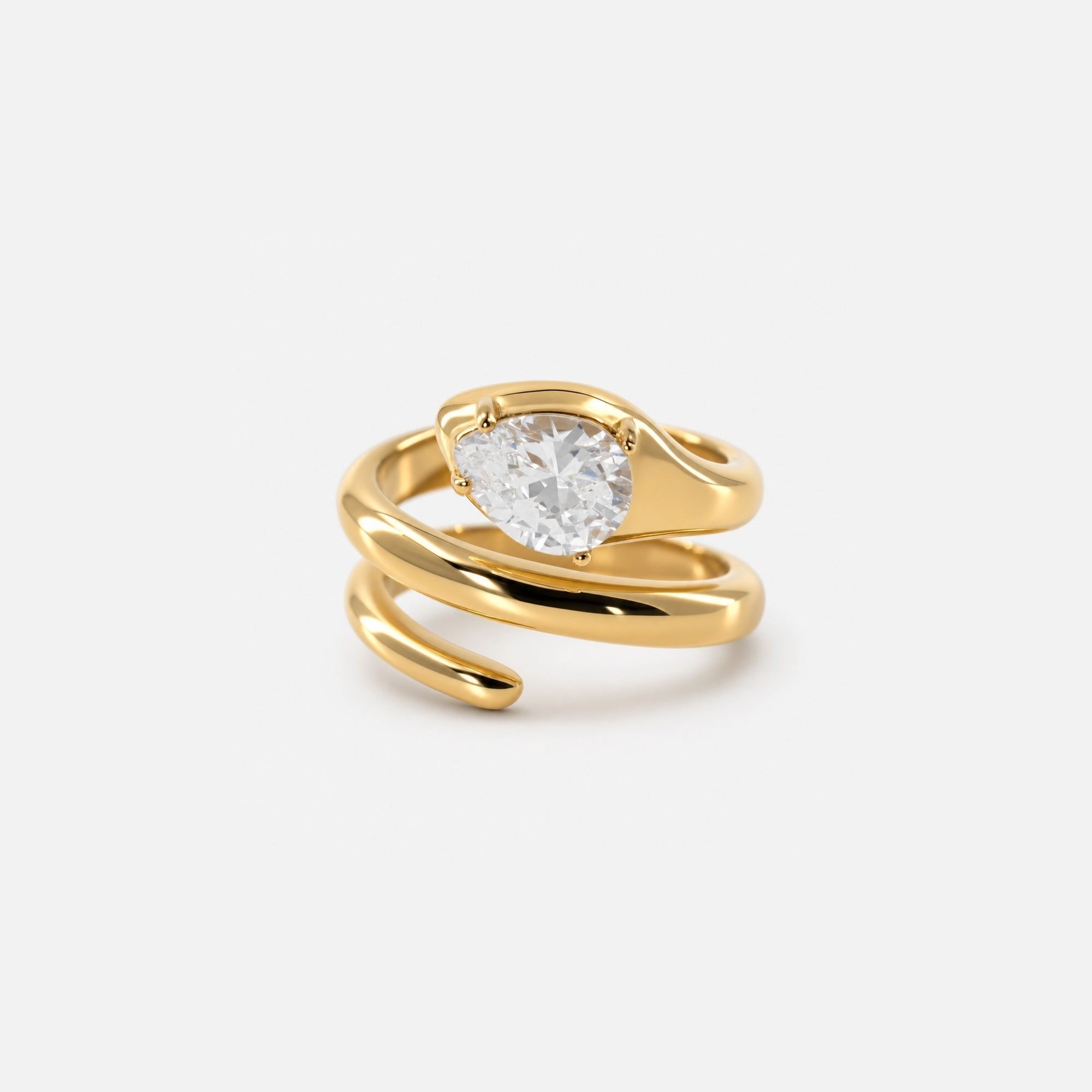 Spiral Pear-Cut Ring