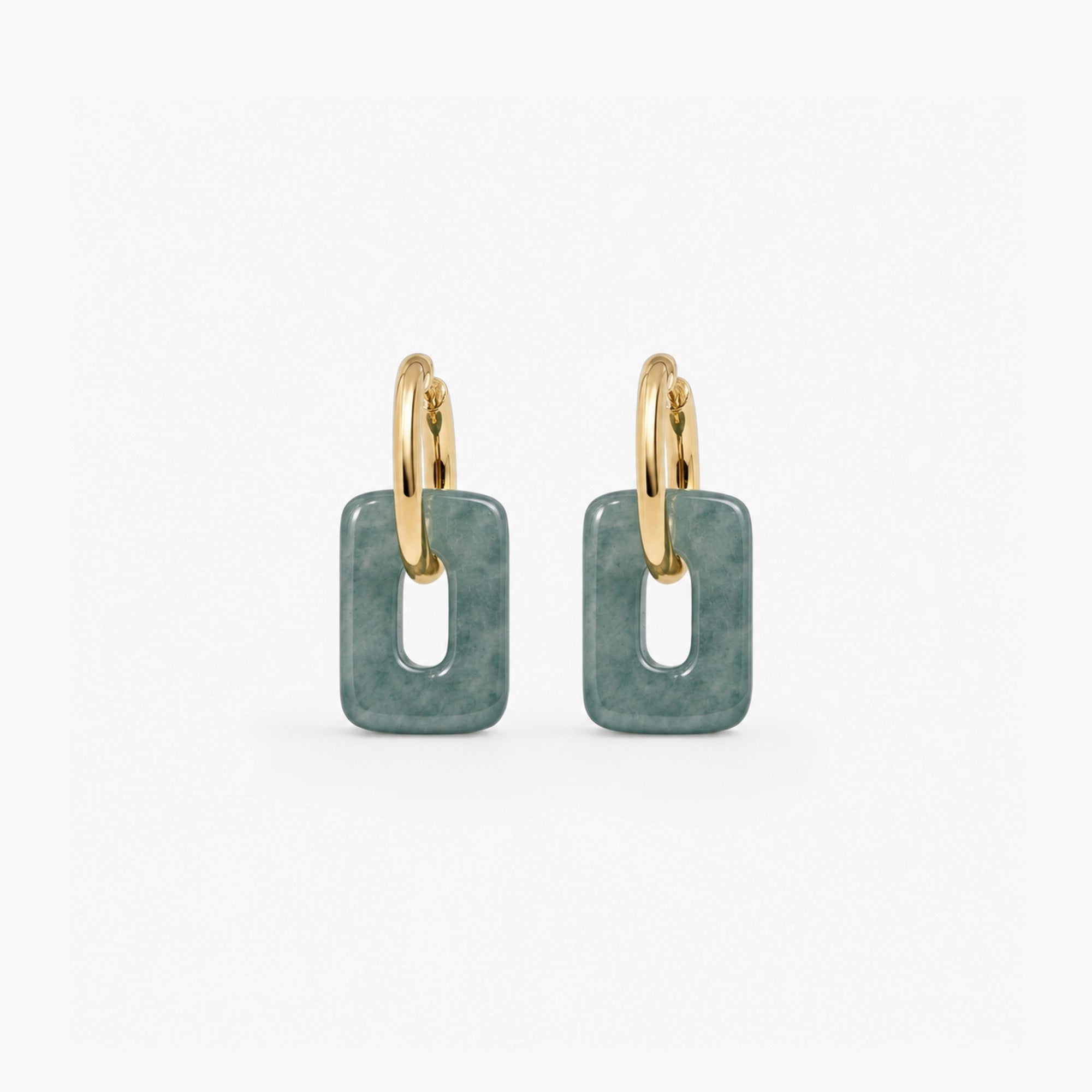 Square Jade Hoops