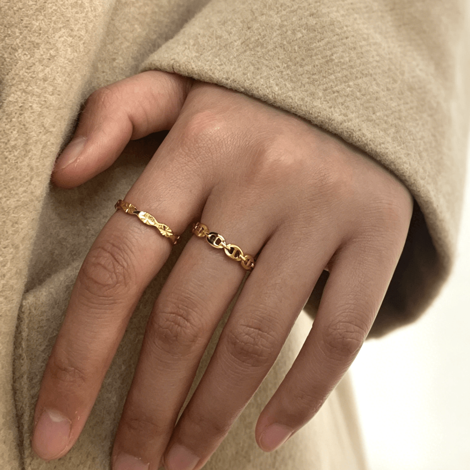 Carved Stackable Band Ring