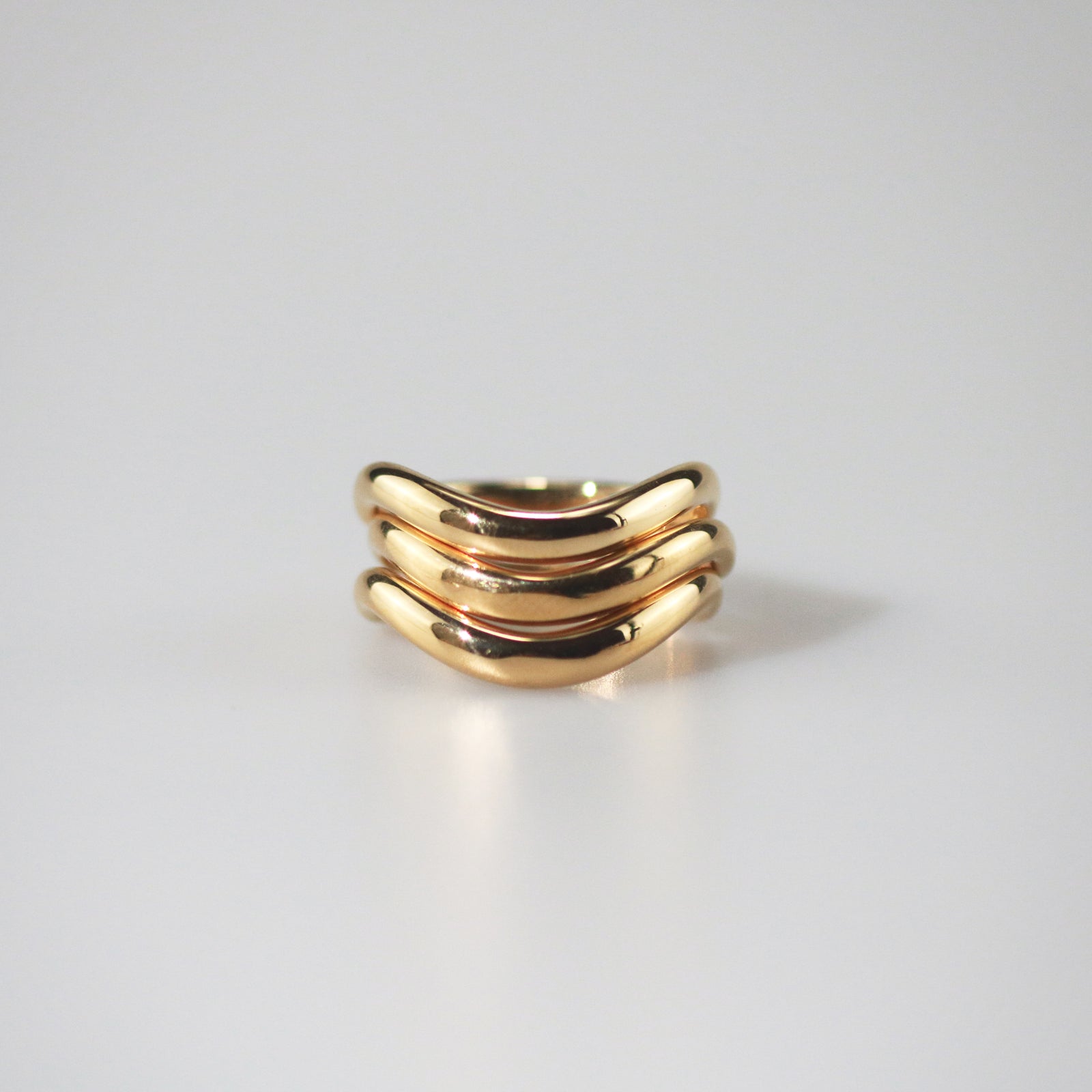 Meideya jewelry Gold Stacked Wave Ring
