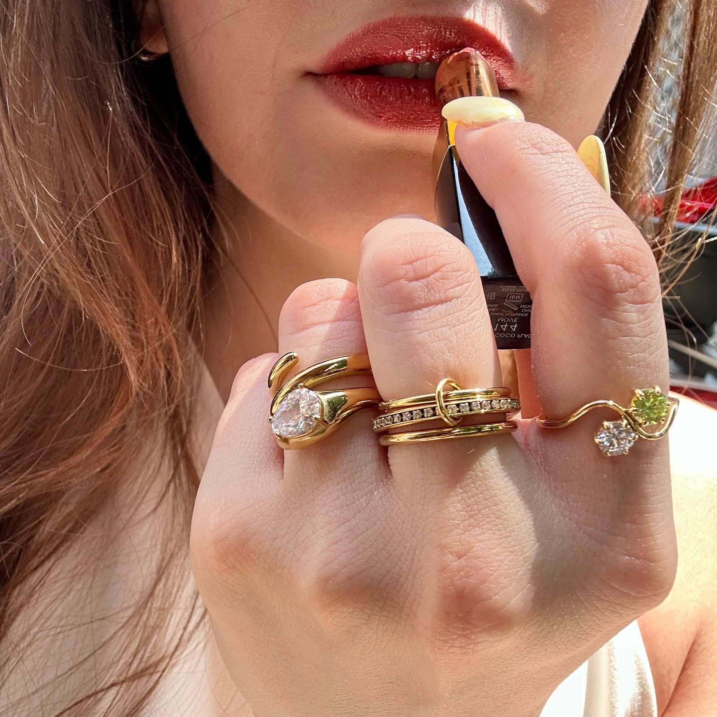 Triple Sparkle Link Ring