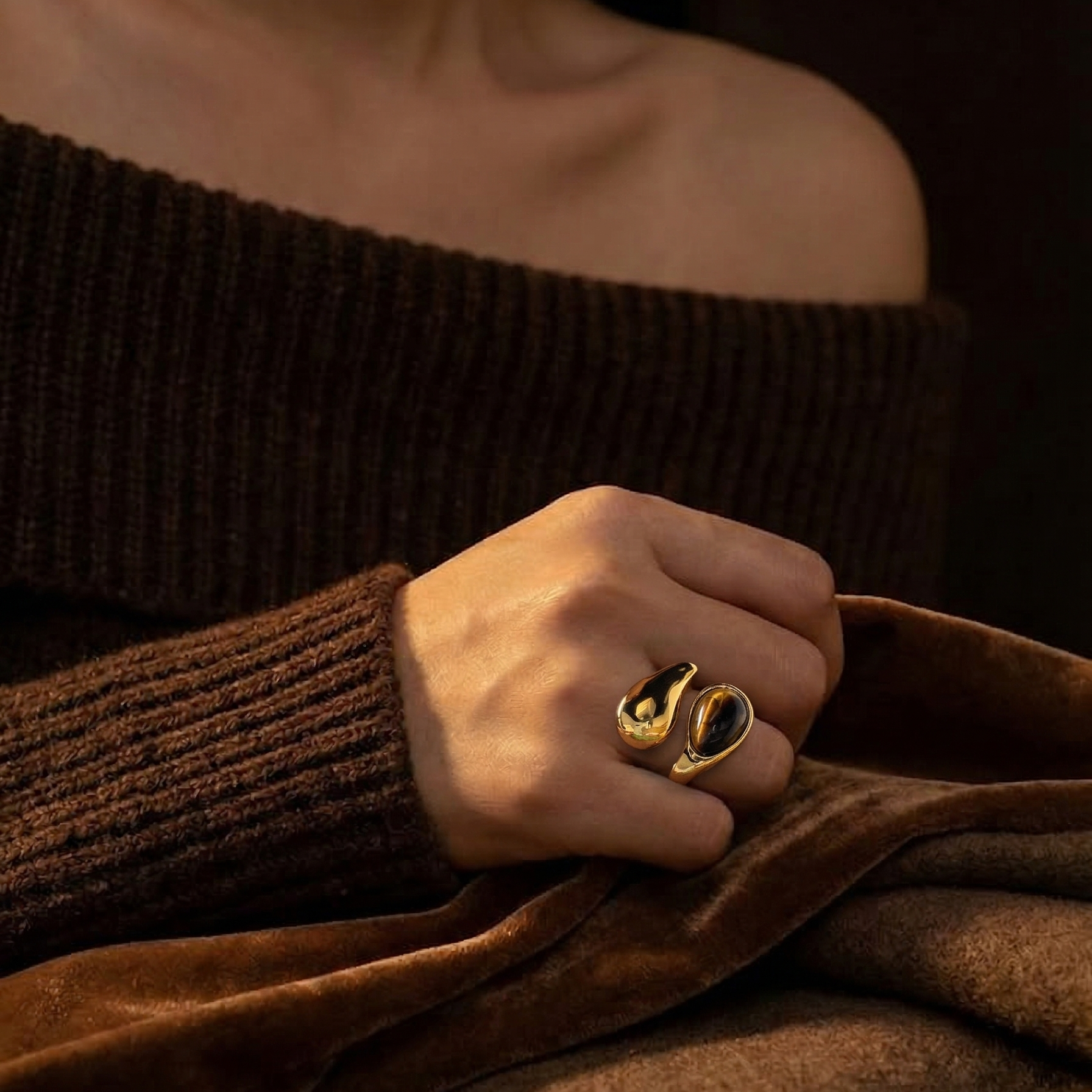 Tiger's Eye Bypass Ring