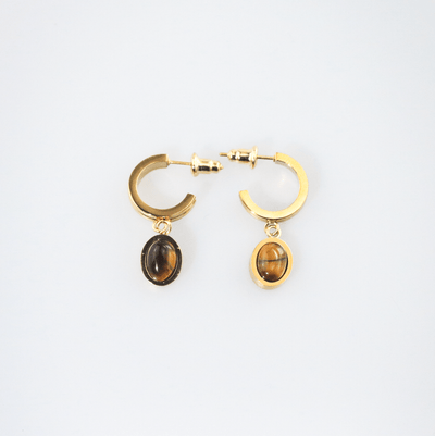 Tiger Eye Drop Hoops
