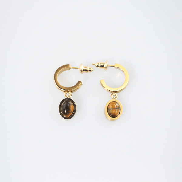Tiger Eye Drop Hoops