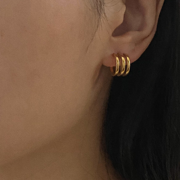 Meideya Jewelry Triple Hoop earrings gold