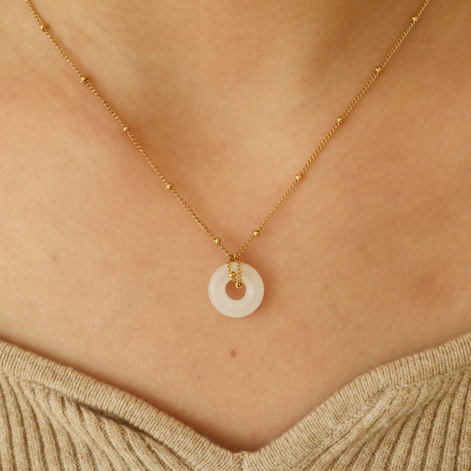 meideya jewelry white jade loop necklace