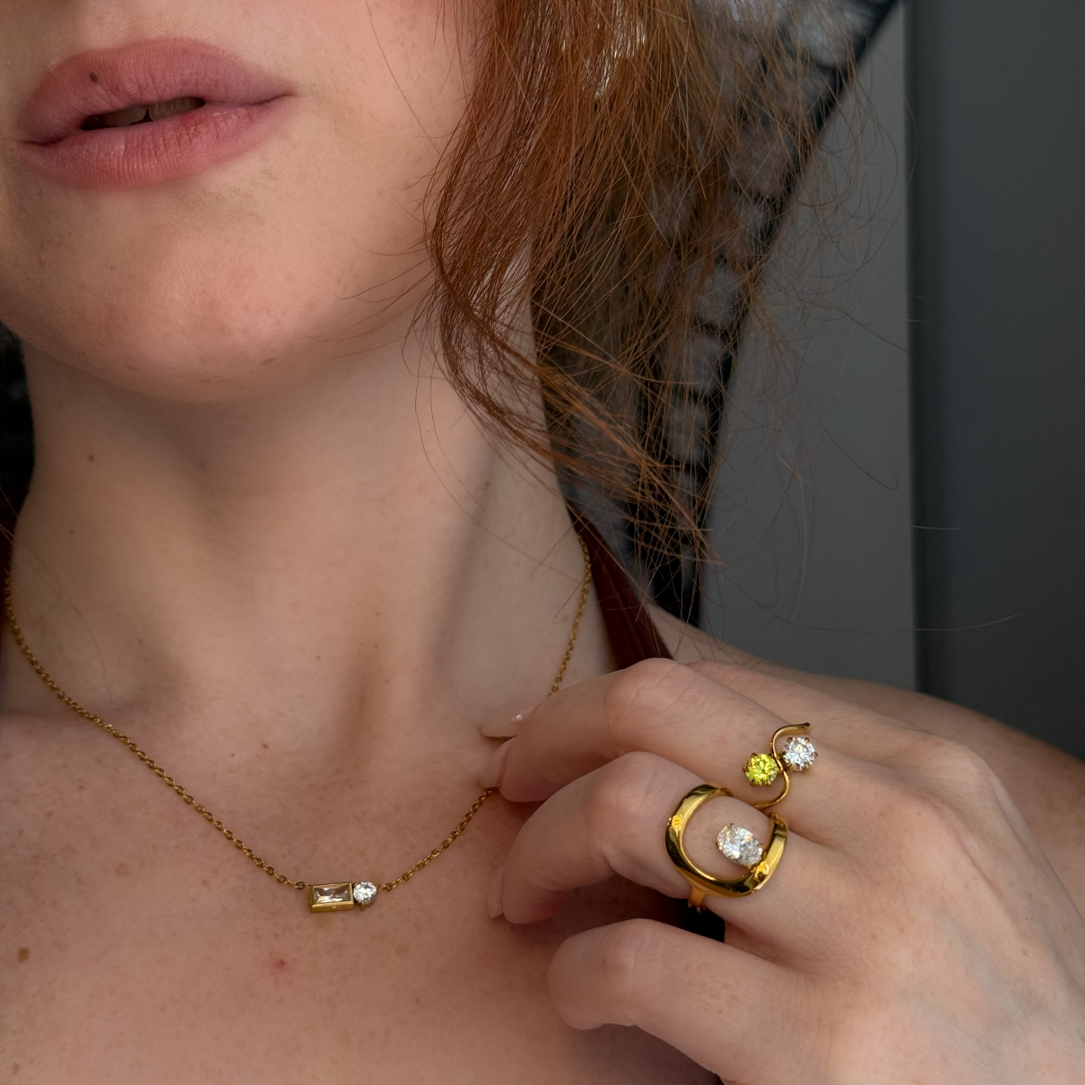 white stone ring gold