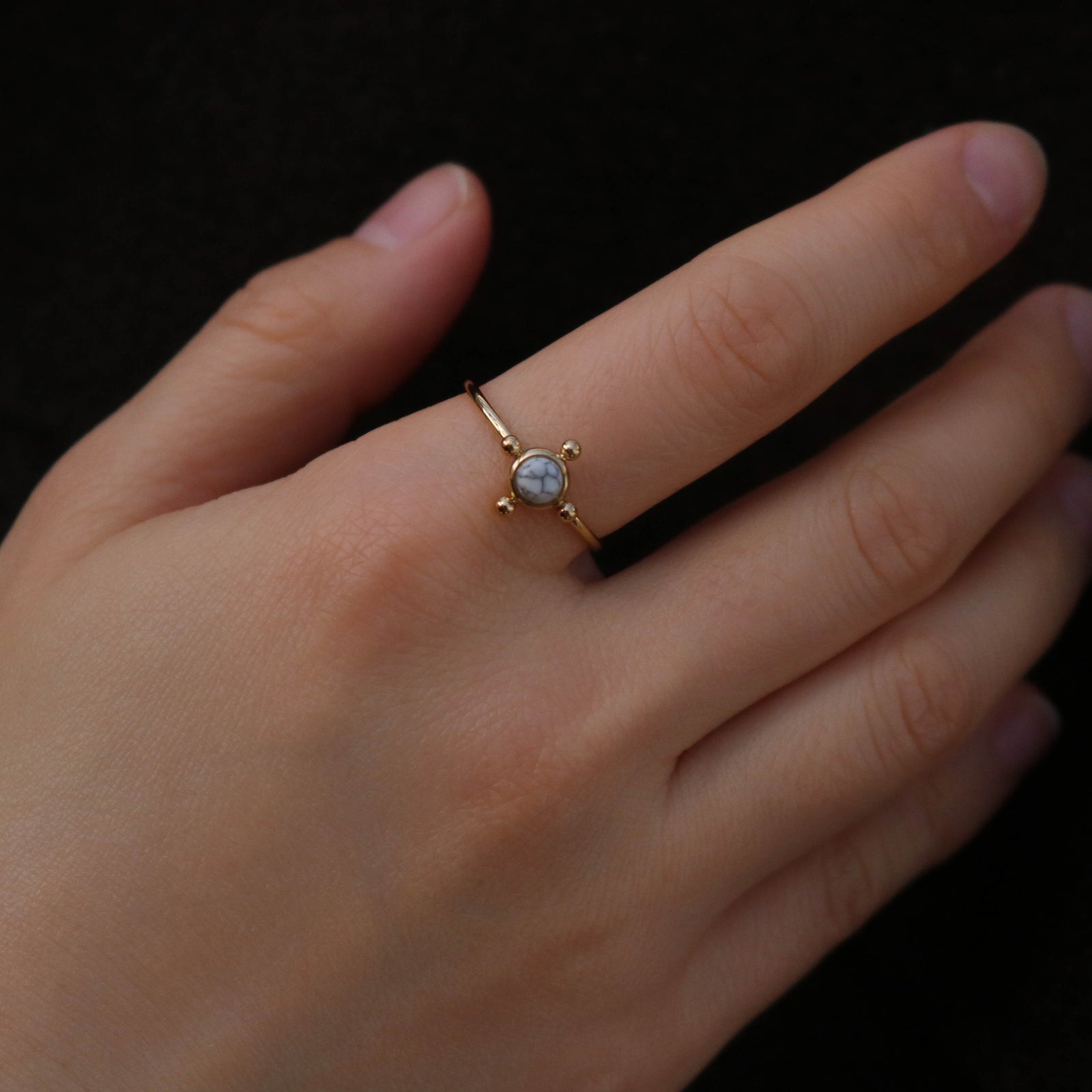 Meideya Jewelry White Turquoise Dot Ring