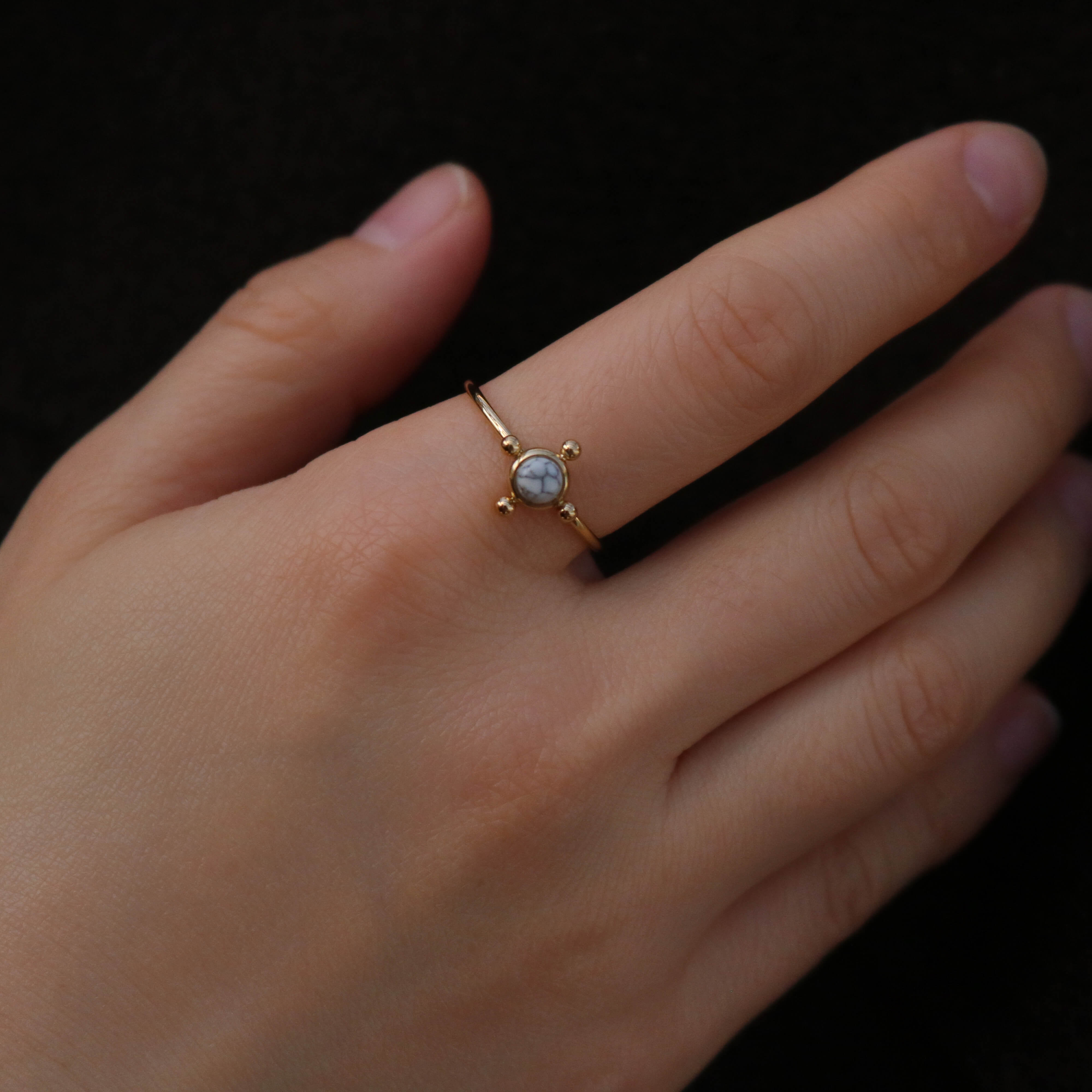 Meideya Jewelry White Turquoise Dot Ring