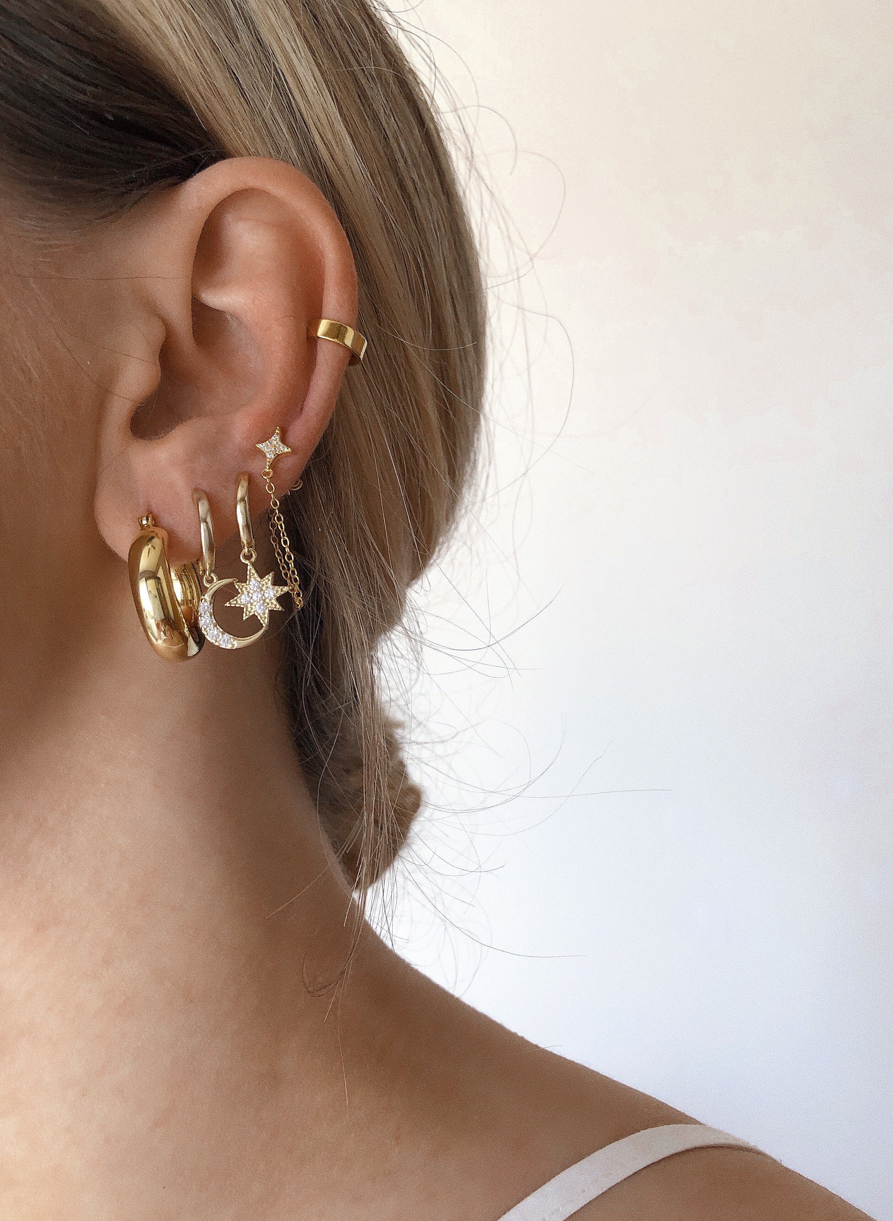 Meideya Jewelry - ear stack with star chain earring