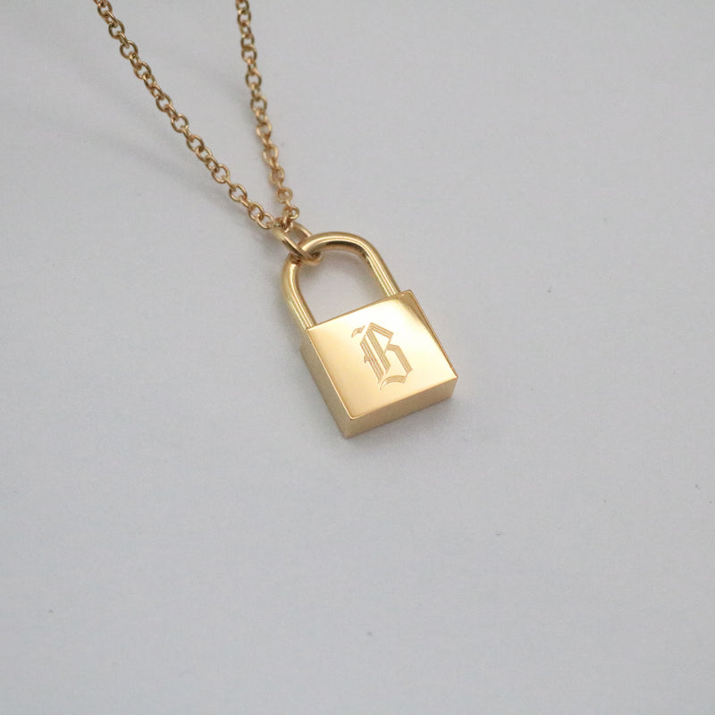 Aine Old English Initial Lock Necklace