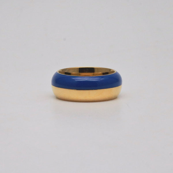 half blue enamel ring