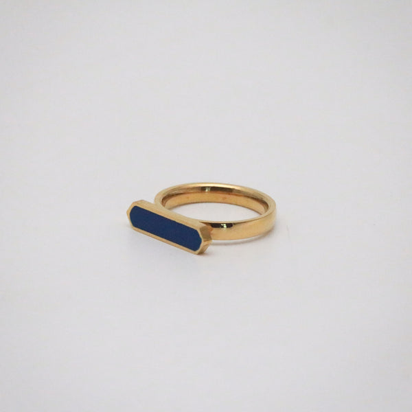 blue enamel bar ring