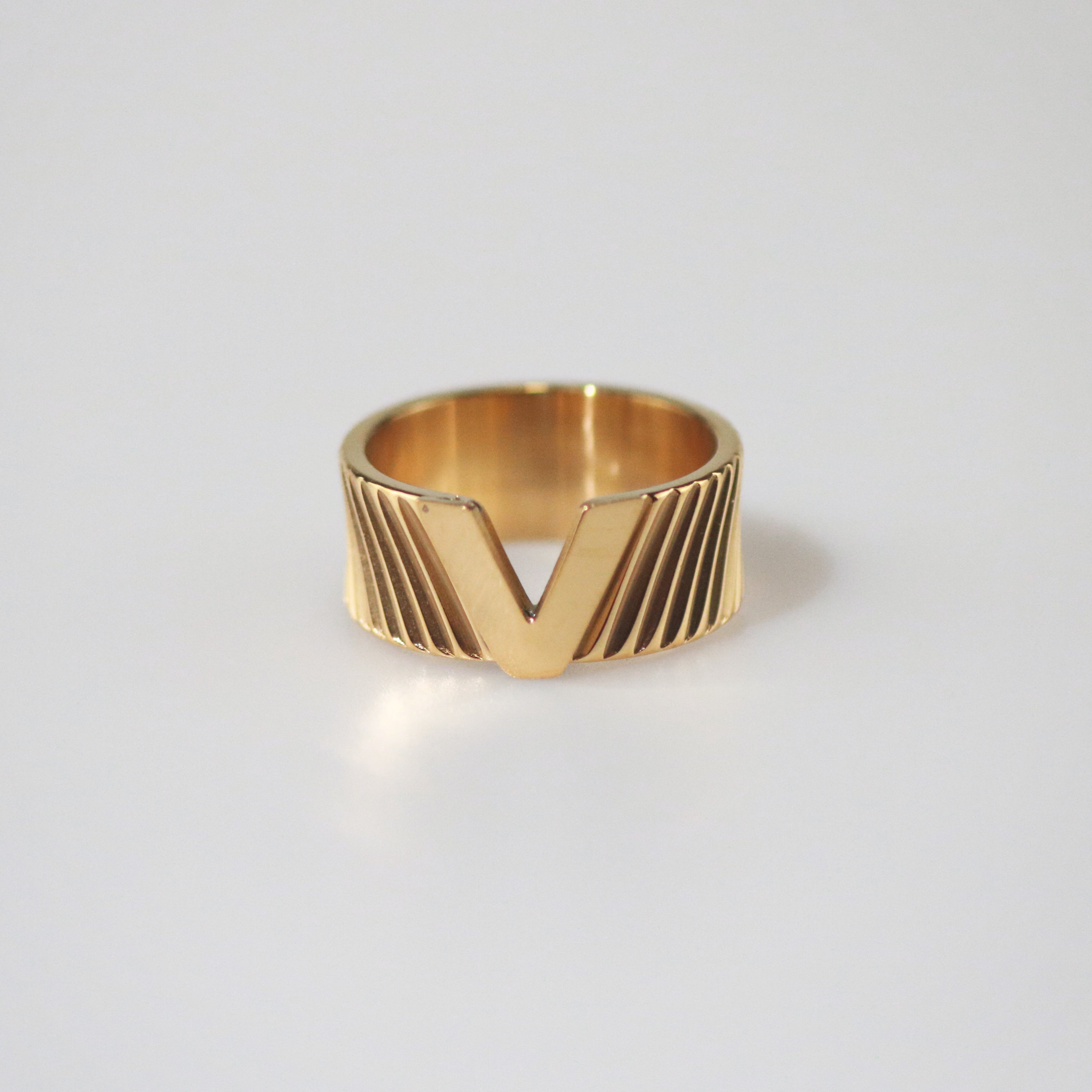 Meideya Jewelry Gold Chunky V shaped Ring