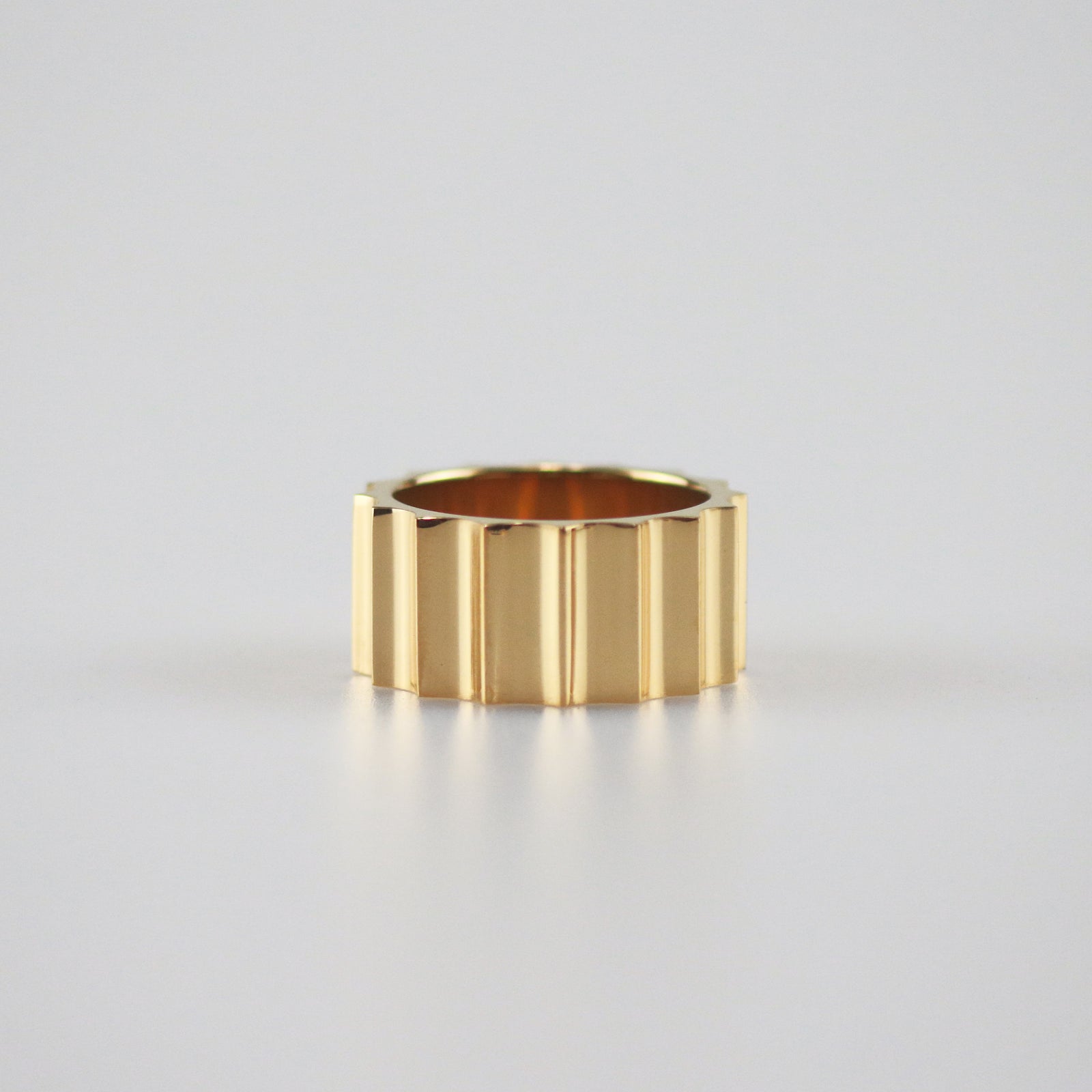Meideya Jewelry Fluted Gold Thick Band Ring