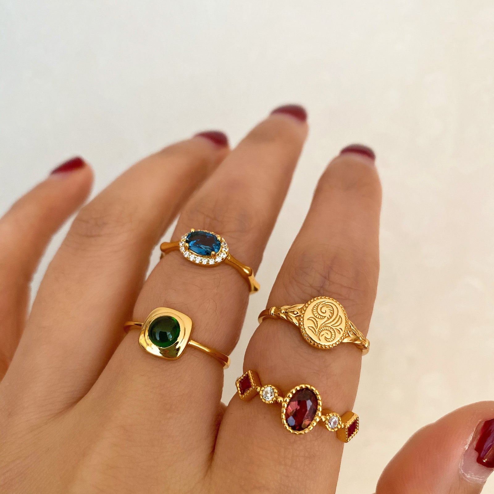 gemstone stacked rings