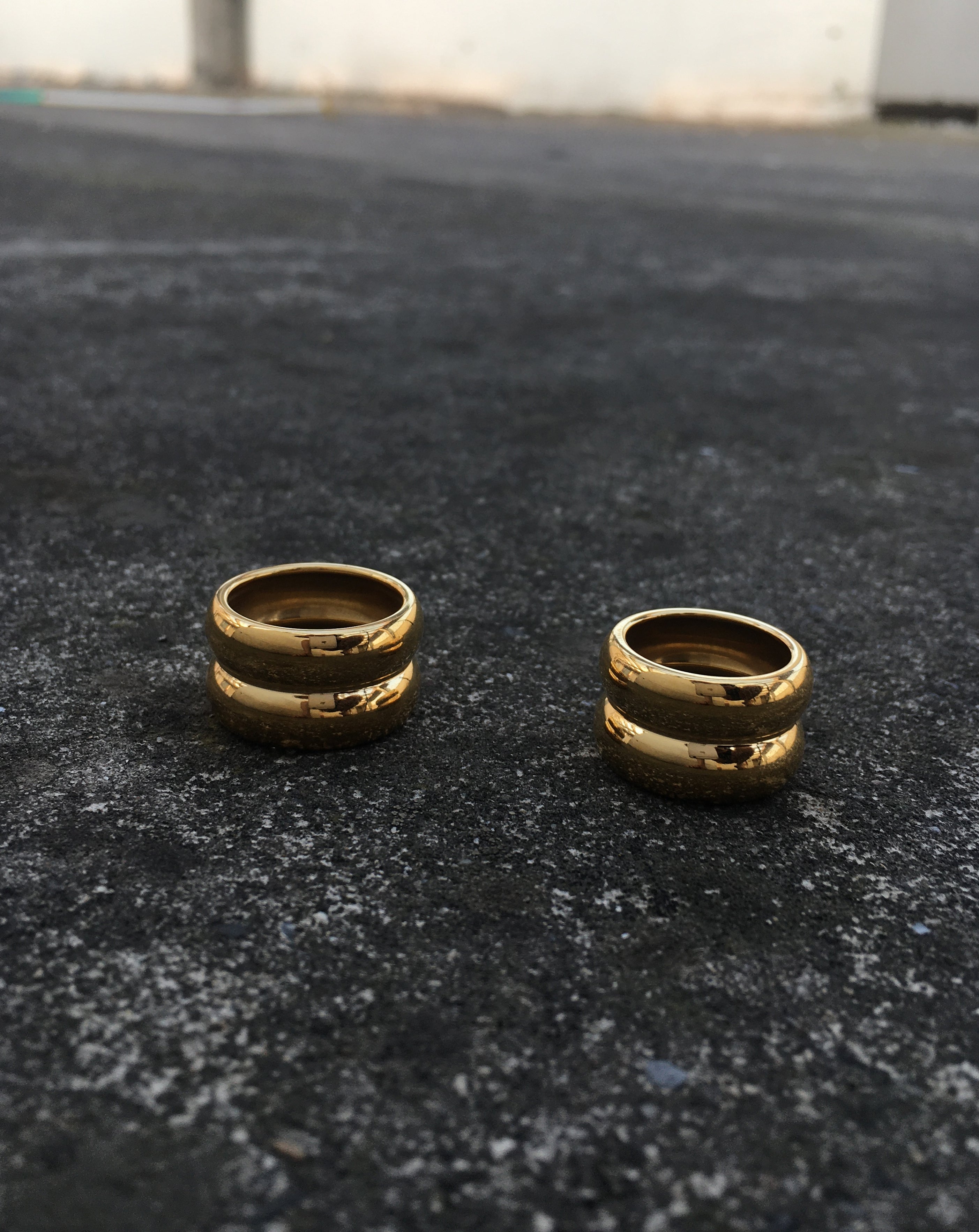 Gold duo band rings