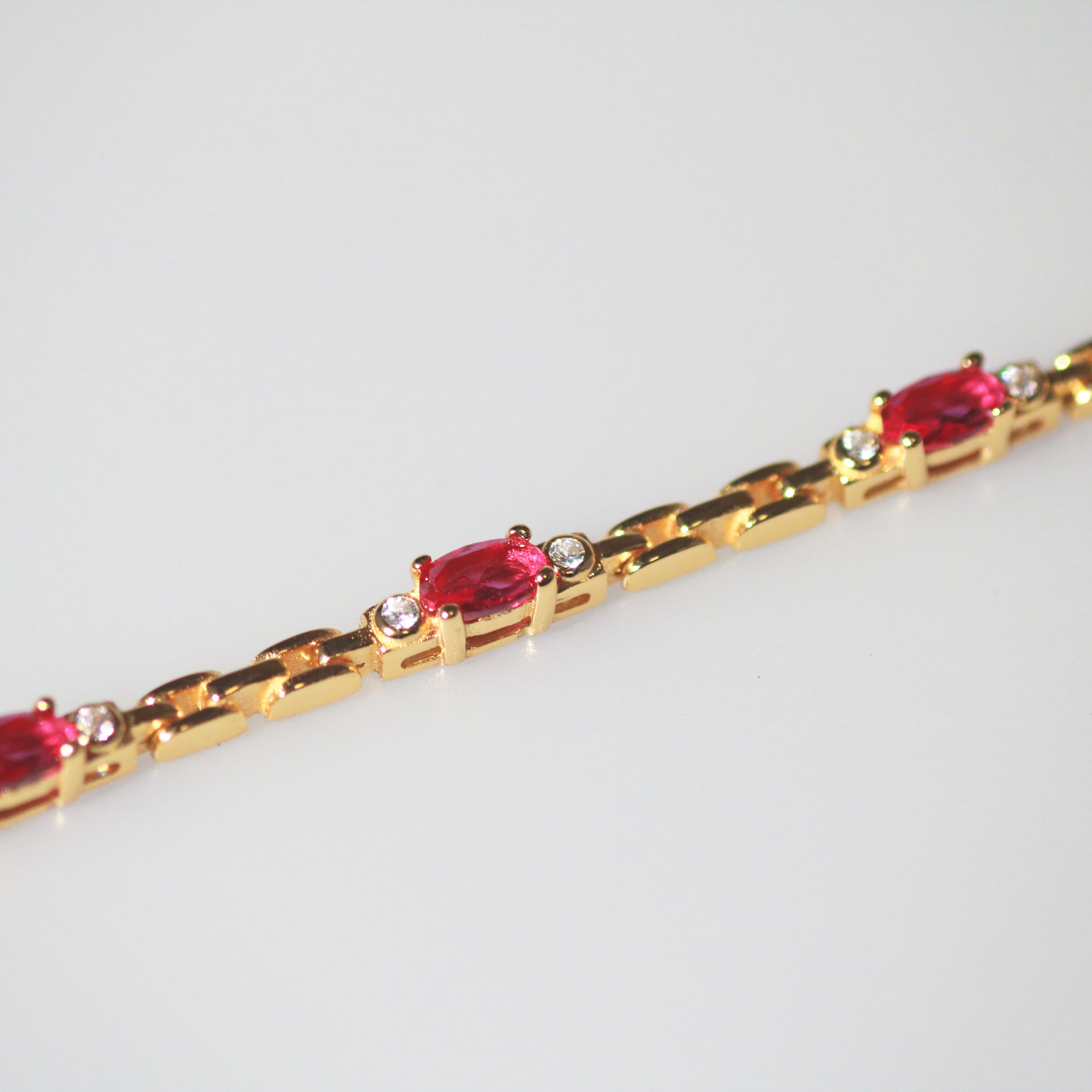 Meideya jewelry gold vermeil garnet bracelet with watch strap design