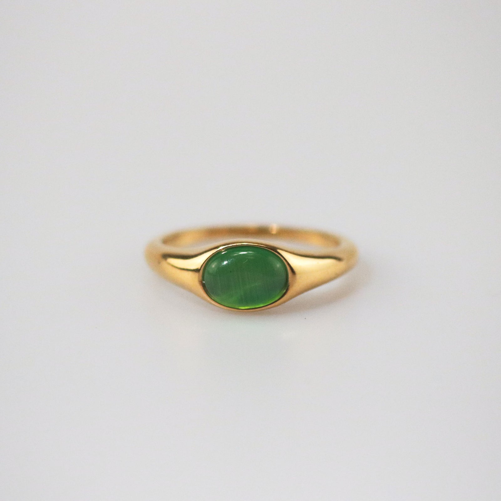 Meideya Jewelry Green Cats Eye Ring