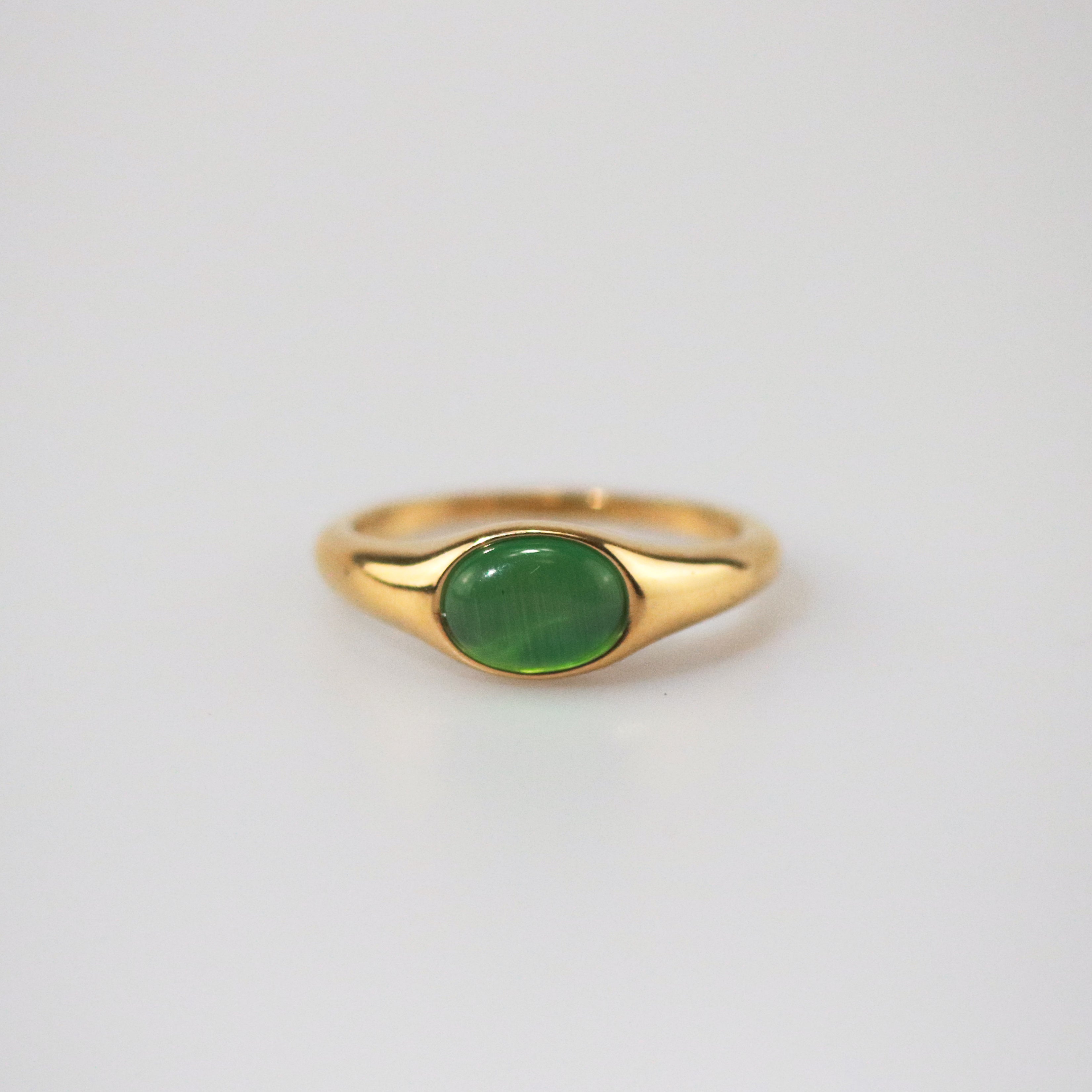 Meideya Jewelry Green Cats Eye Ring