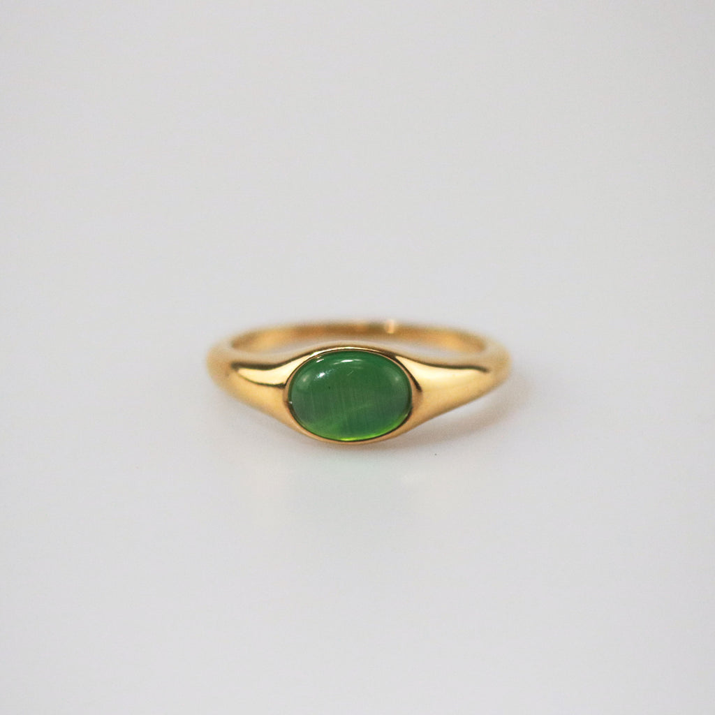 Green Cats Eye Gemstone Ring - Meideya Jewelry