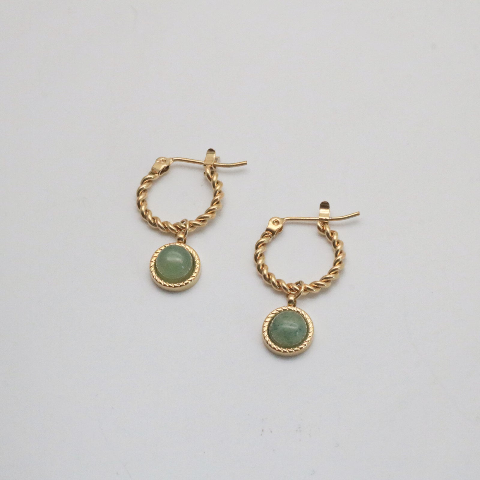 Green Jade Hoop Earrings-Preorder