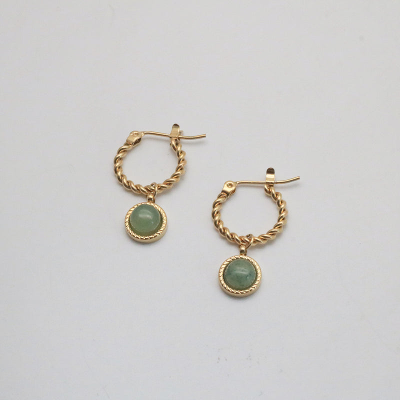 Green Jade Hoop Earrings