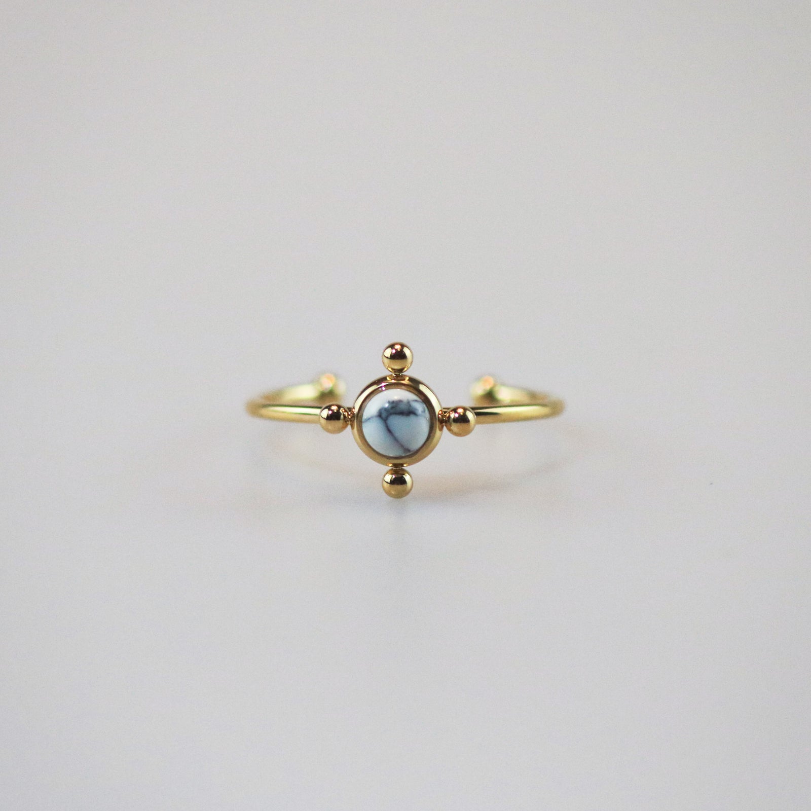 Meideya Jewelry White Turquoise Gemstone Open Ring
