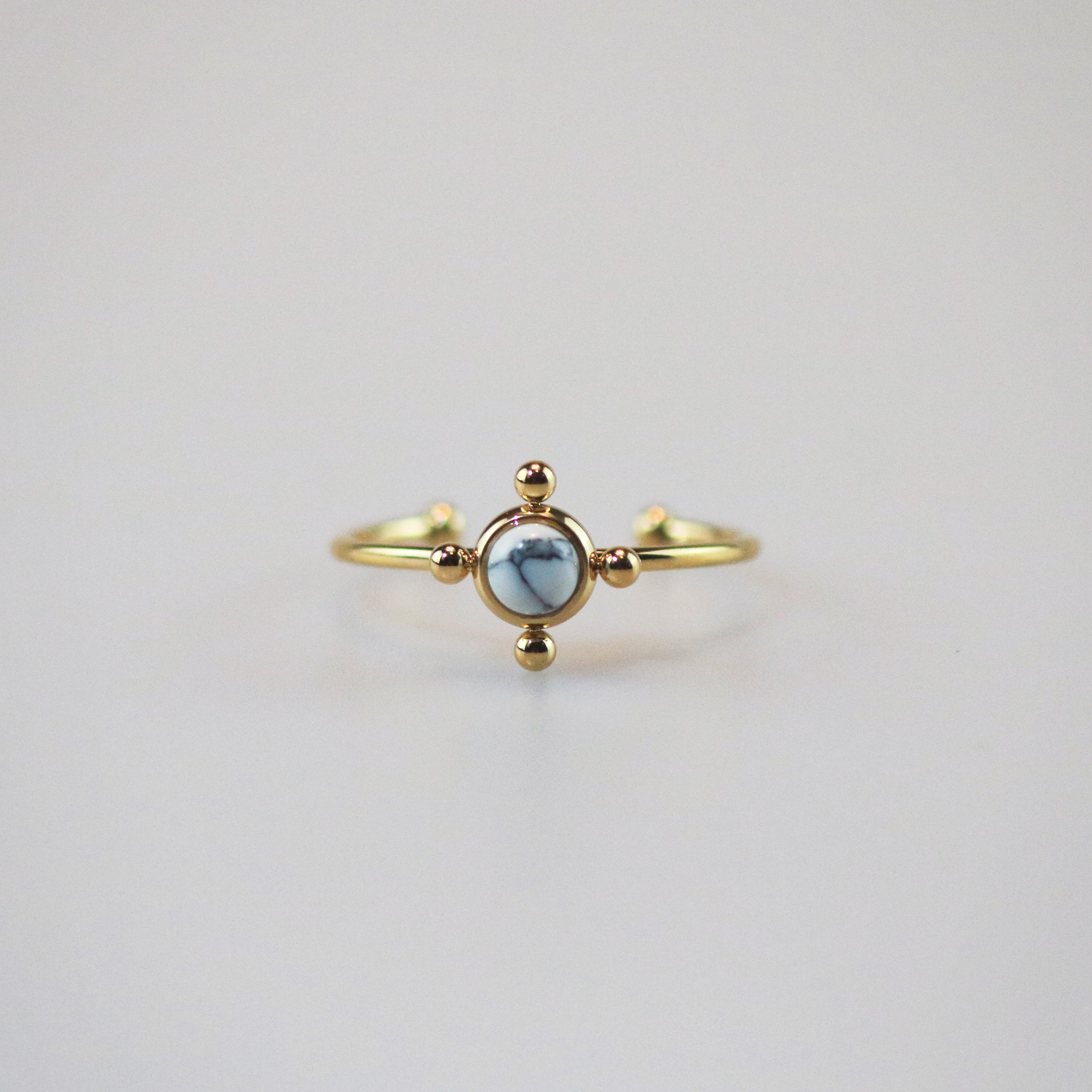 Meideya Jewelry White Turquoise Gemstone Open Ring