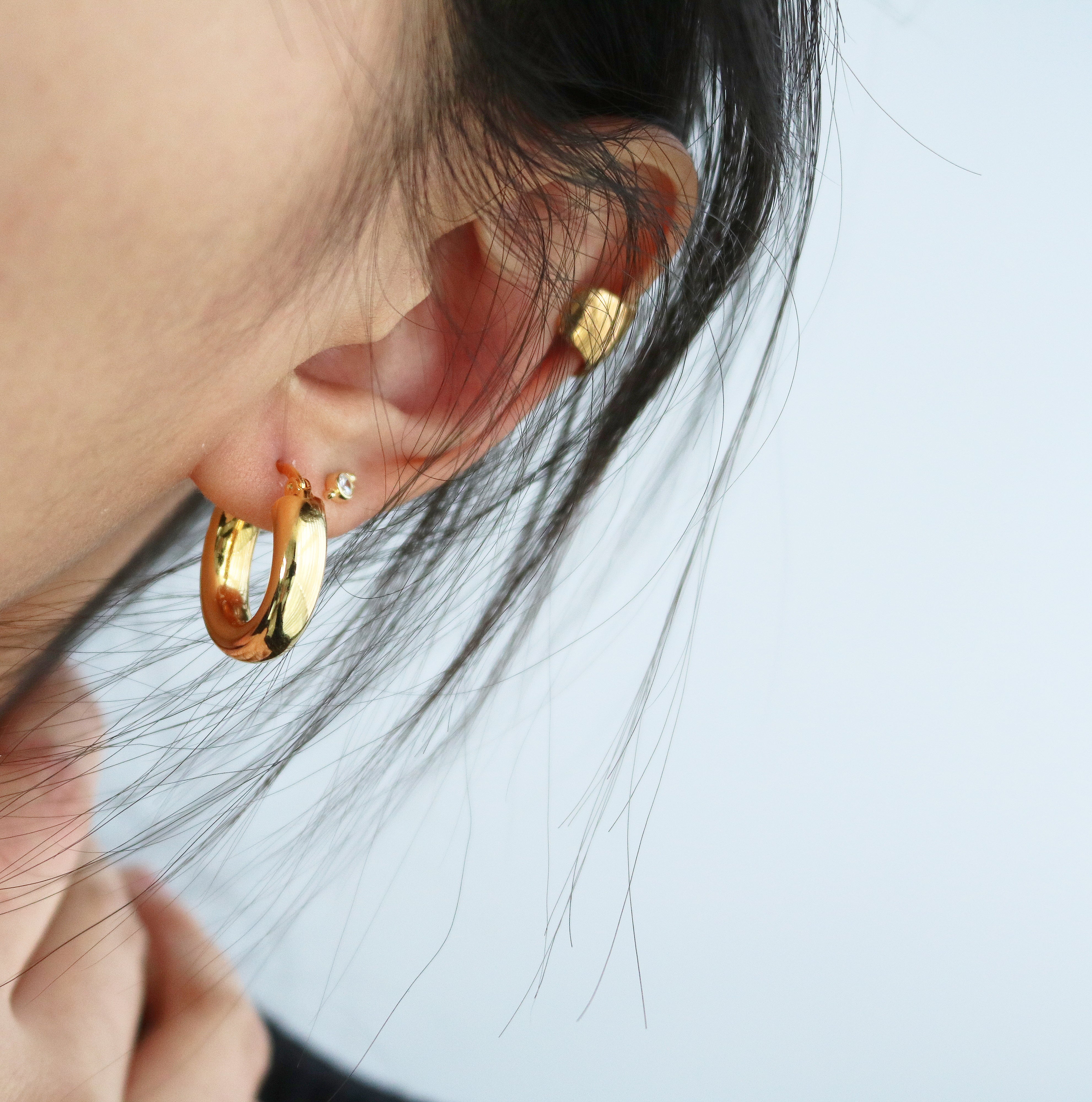 Meideya Jewelry - Gold vermeil classic hollow hoop earrings