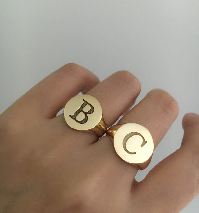 Chunky Initial Signet Ring