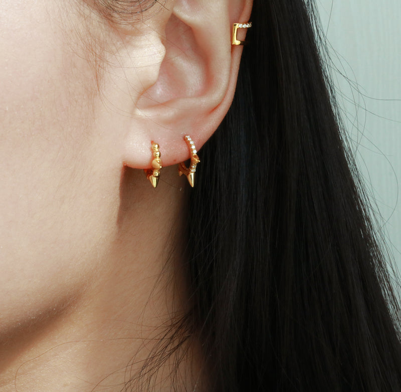 Meideya Jewelry - Spike pave huggie earrings
