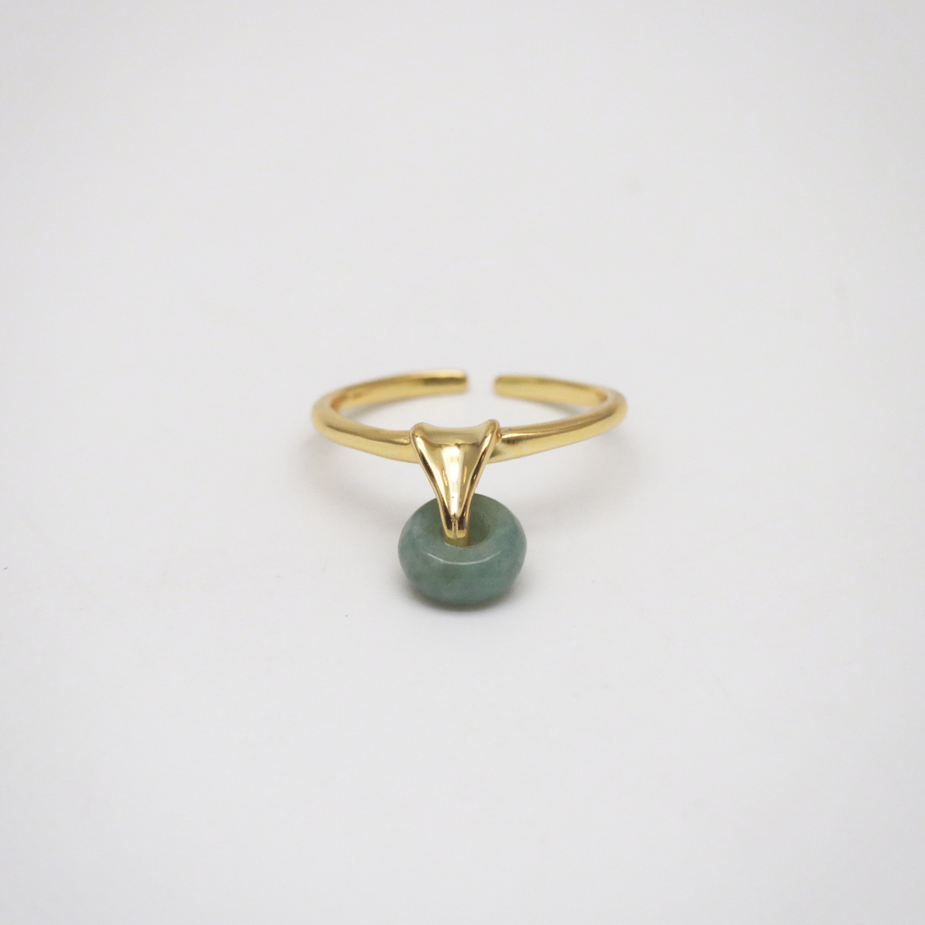jade charm ring gold plated sterling silver