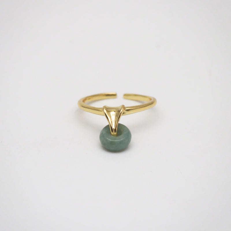 jade charm ring gold plated sterling silver