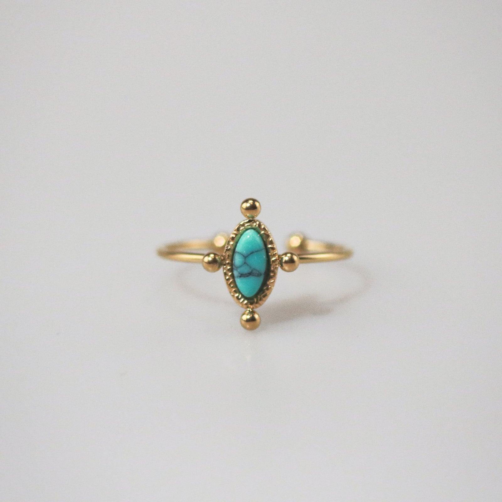 Meideya Jewelry Gold Turquoise Gemstone Ring adjustable