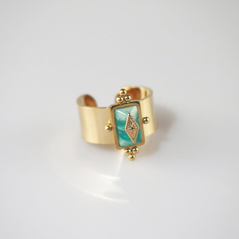 Meideya Jewelry Royal Knight Ring with Amazonite stone