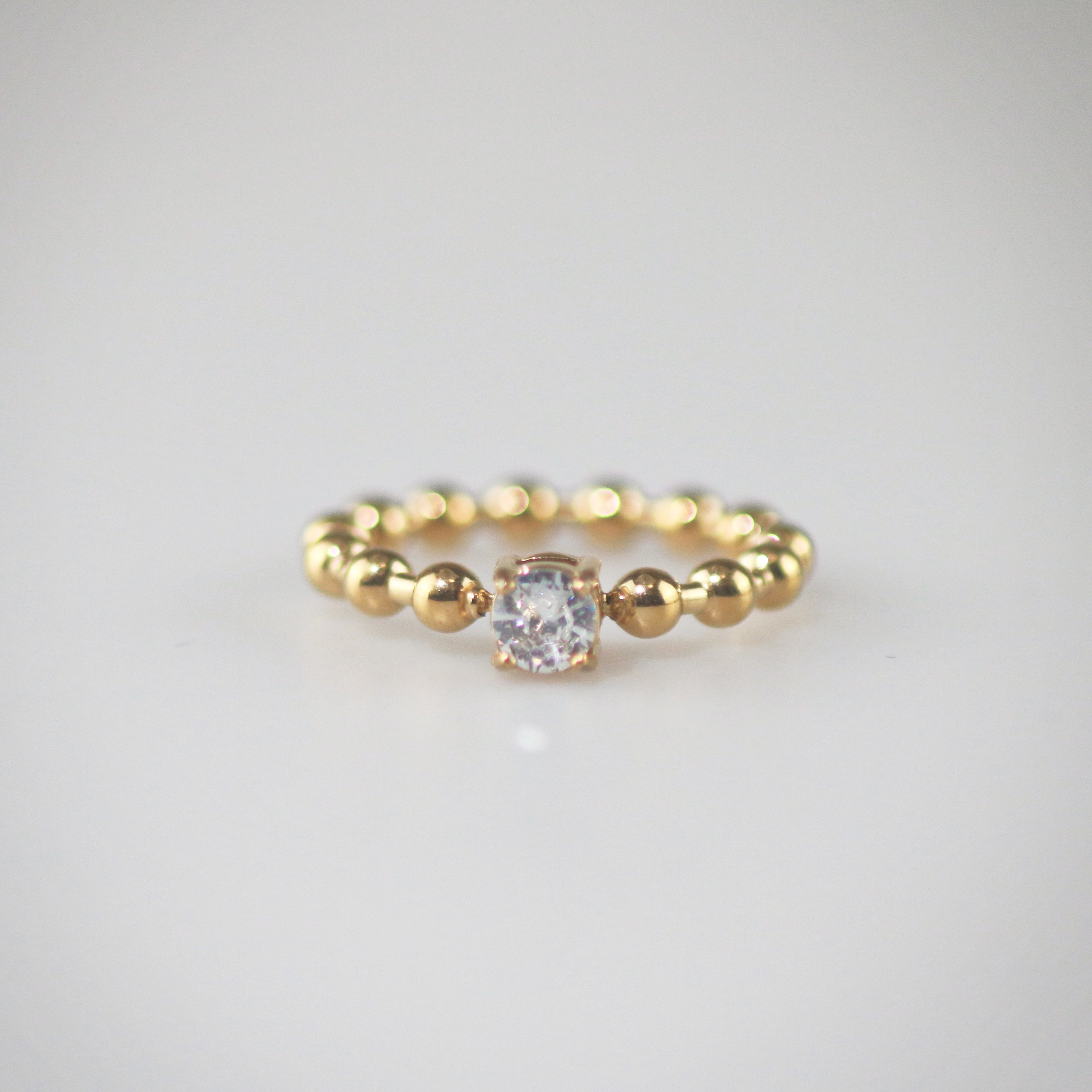 Meideya jewelry gold solitair beaded ring
