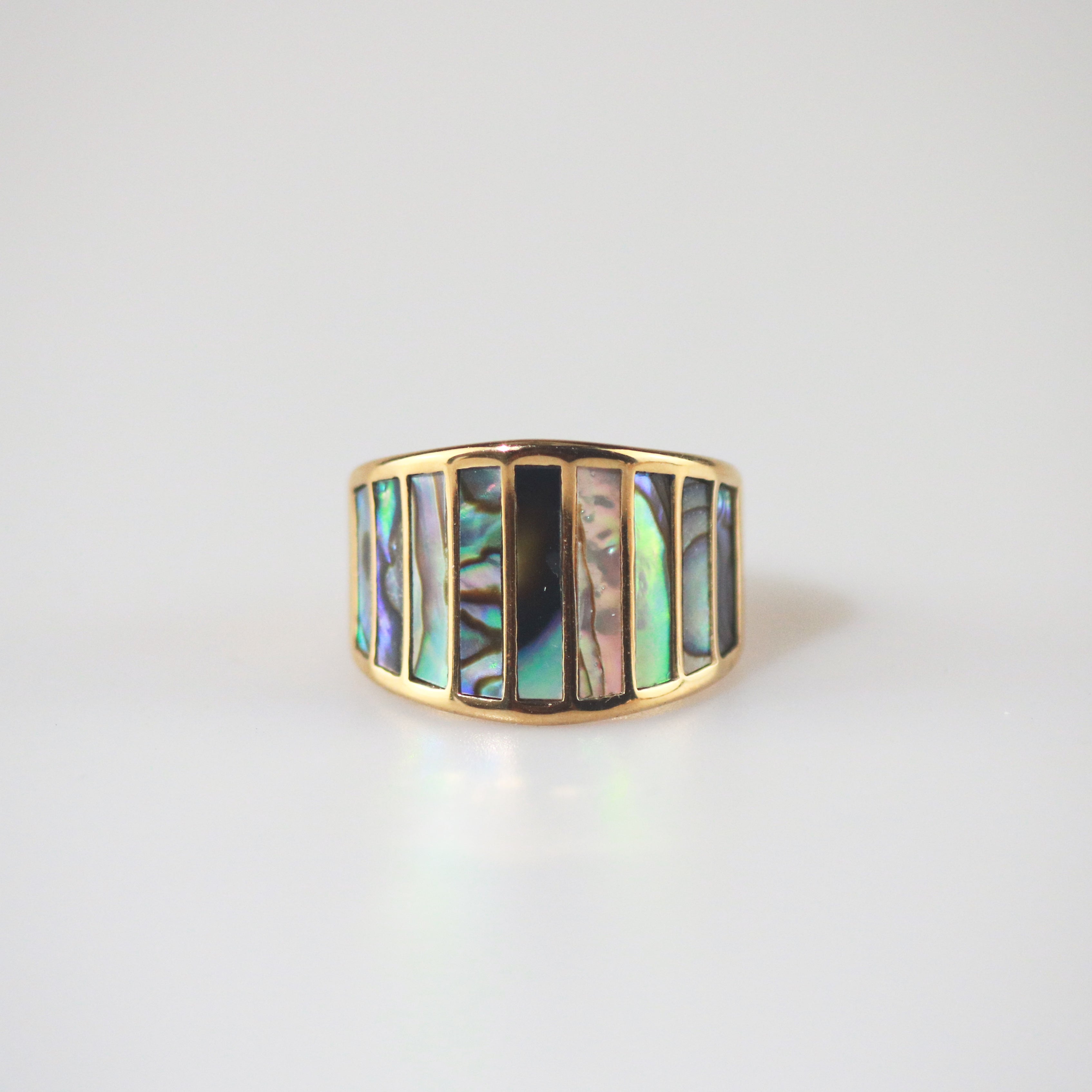 Striped Mother of Pearl Ring - Abalone