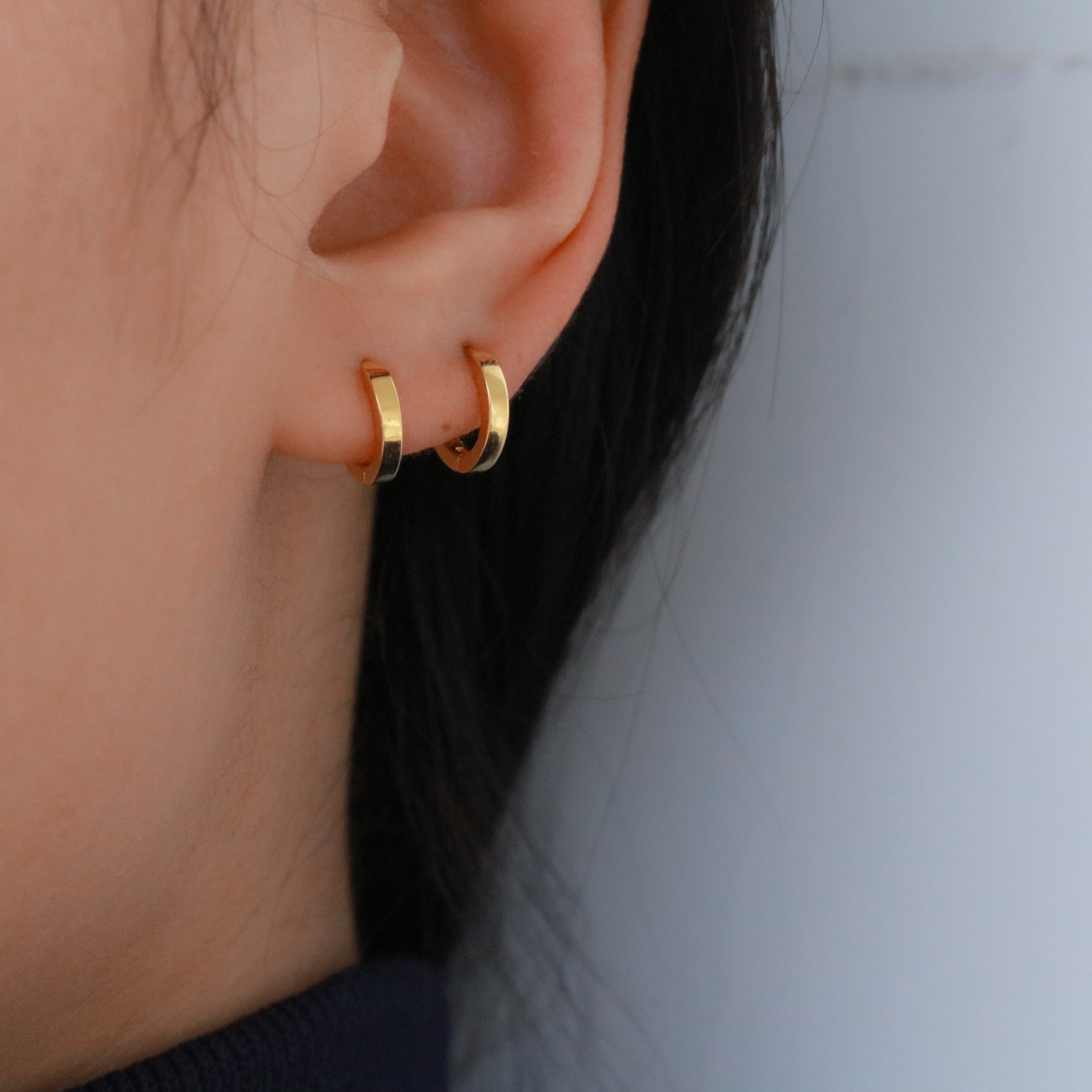 Tiny huggie infinite hoops in 18k gold plated sterling silver
