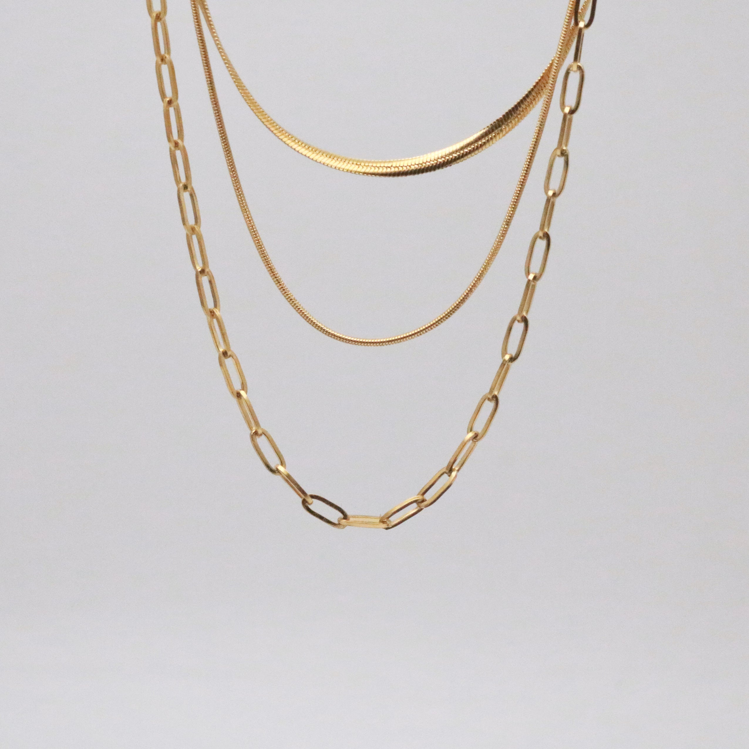layered chain necklace gold plated stainless steel
