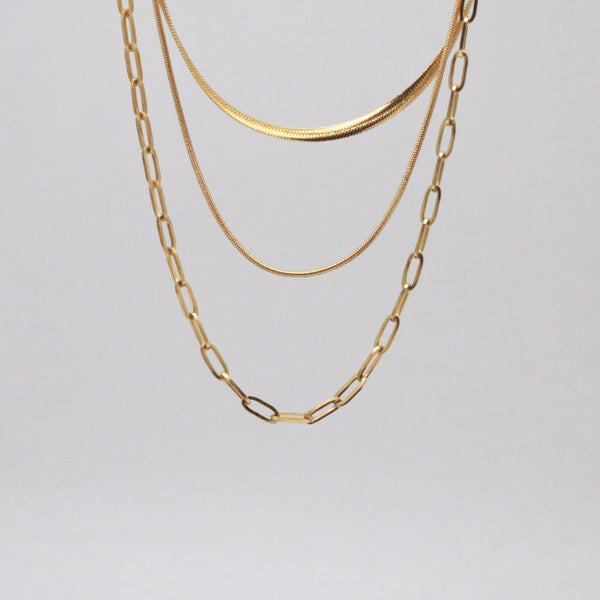 layered chain necklace gold plated stainless steel