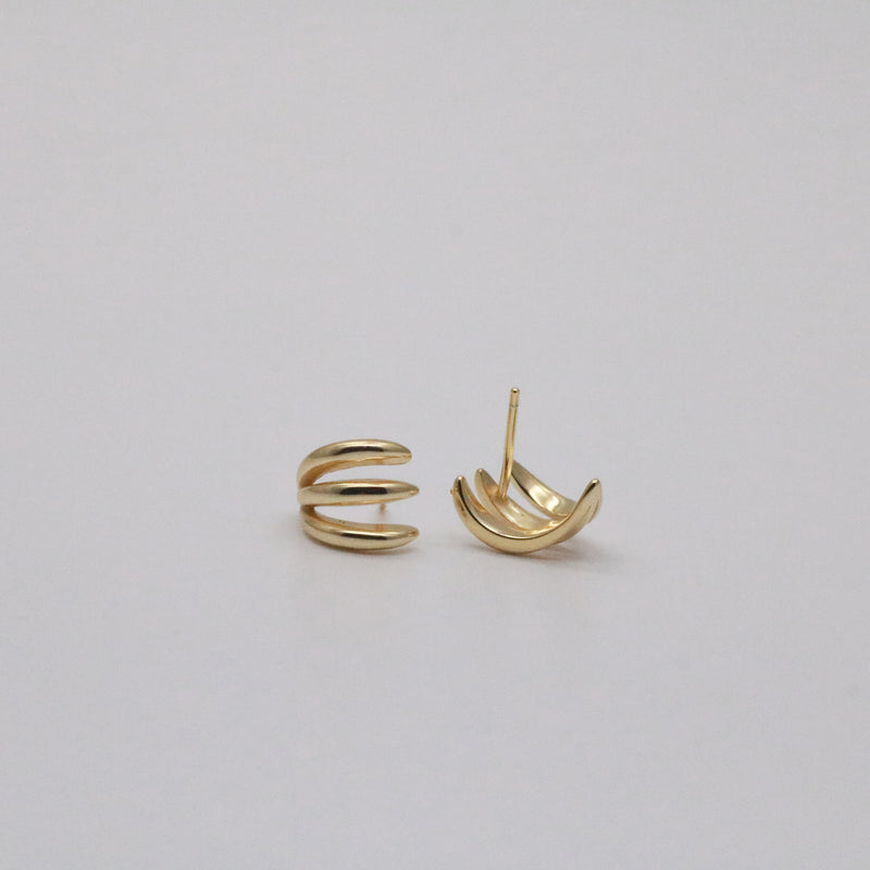 Meideya Jewelry - Triple row huggie hoop earrings in 18k gold