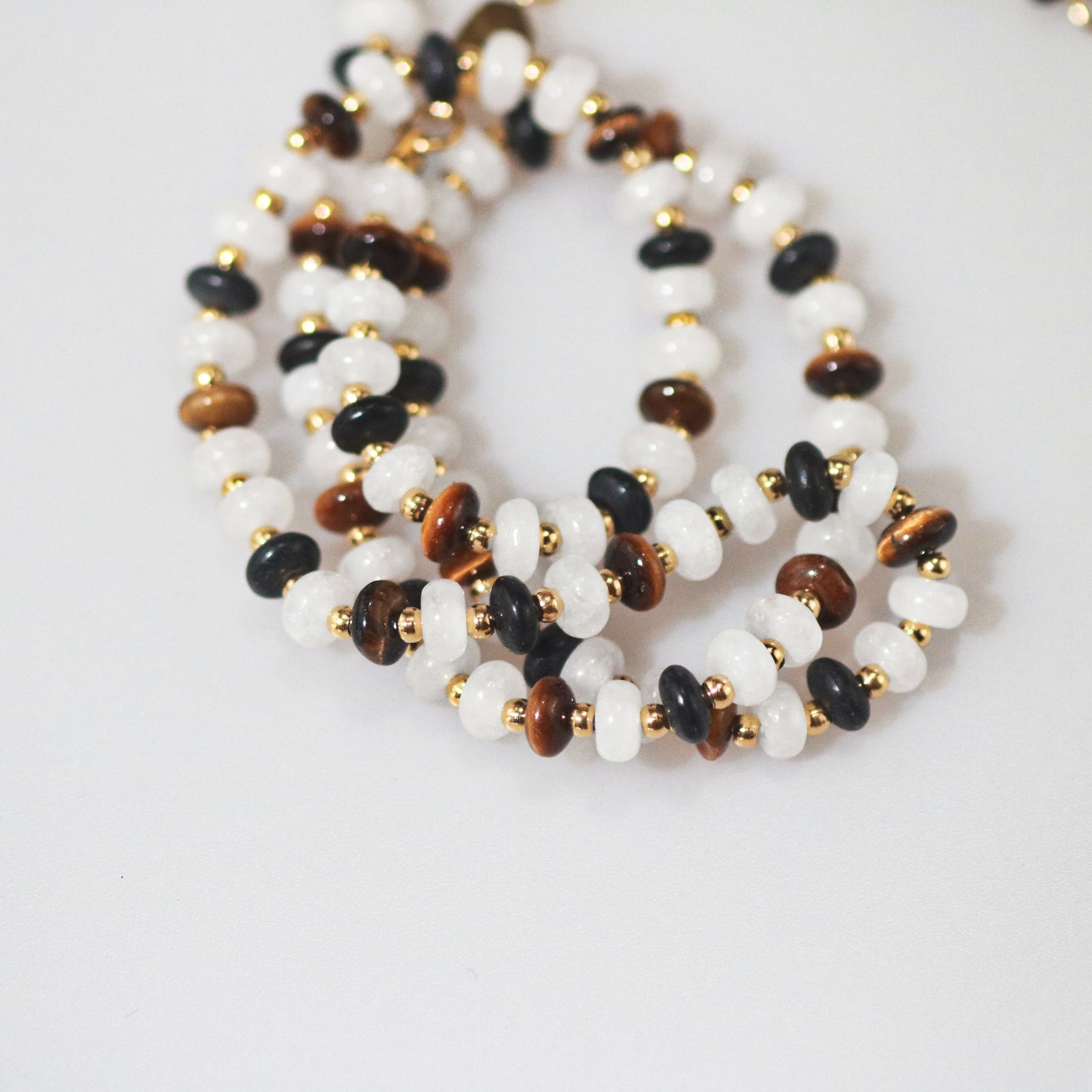 Meideya Jewelry White Jade Gemstone Beaded Necklace