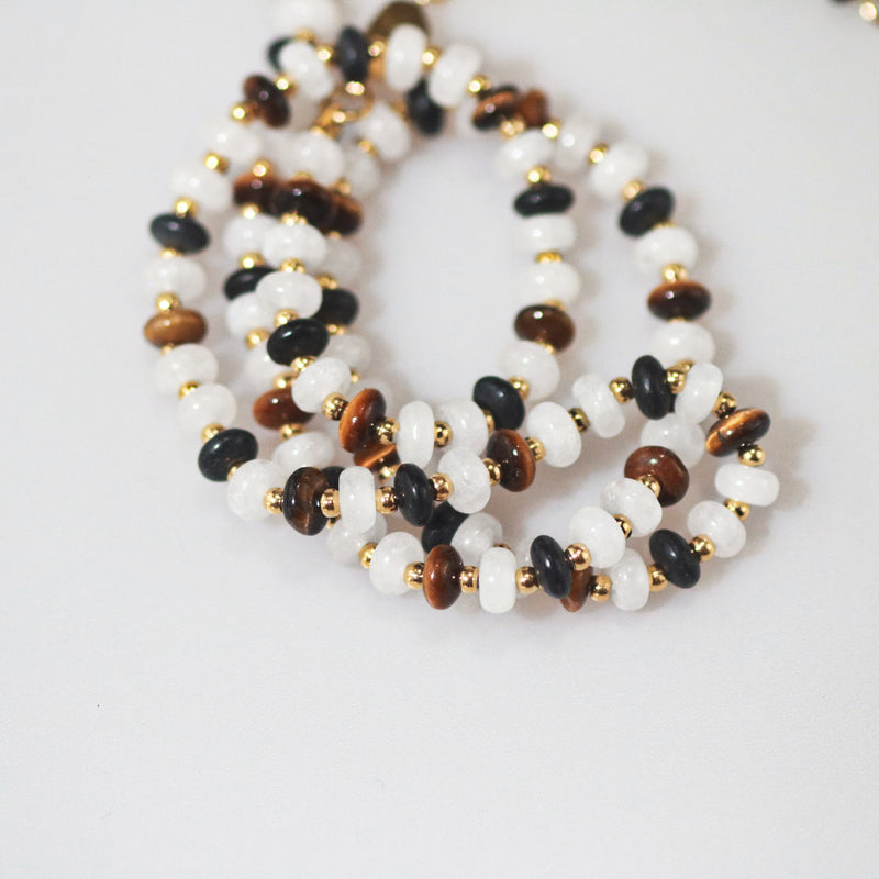 Meideya Jewelry White Jade Gemstone Beaded Necklace