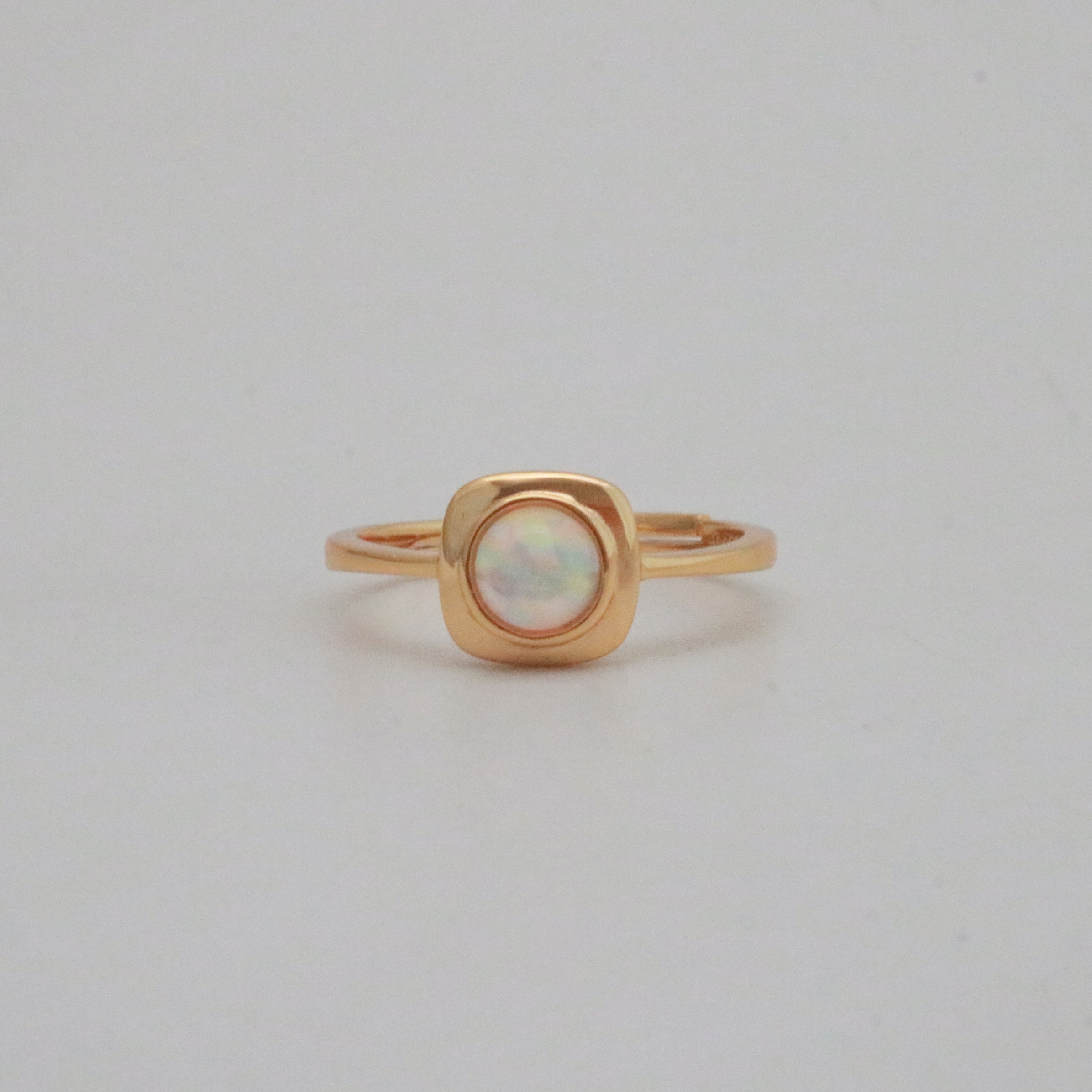 white opal ring in gold vermeil