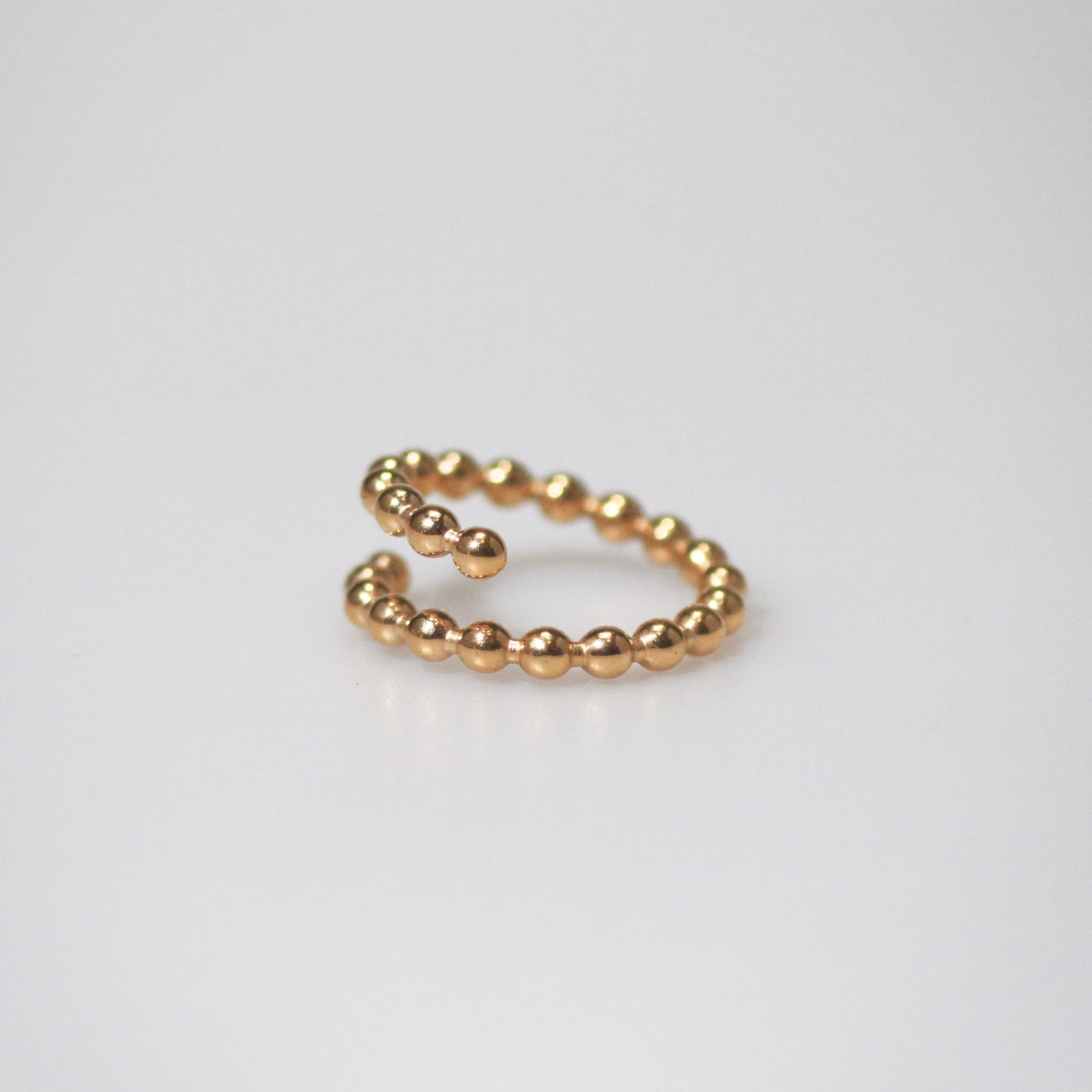 Meideya Jewelry Gold Beaded Open Ring