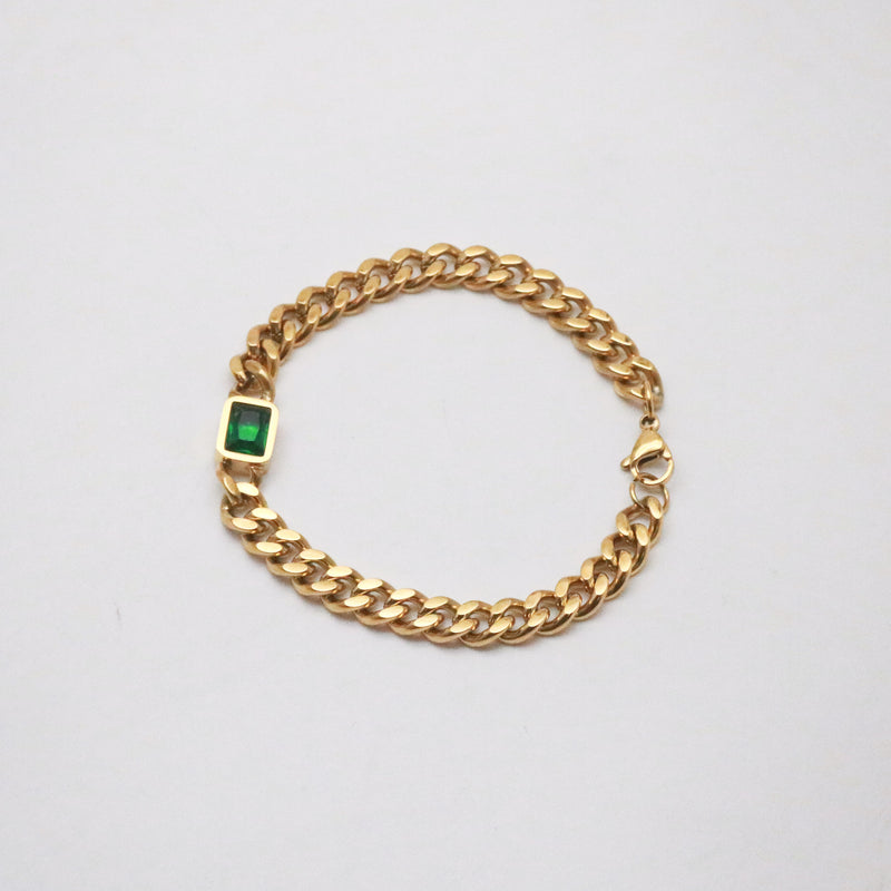 emerald gem curb chain bracelet