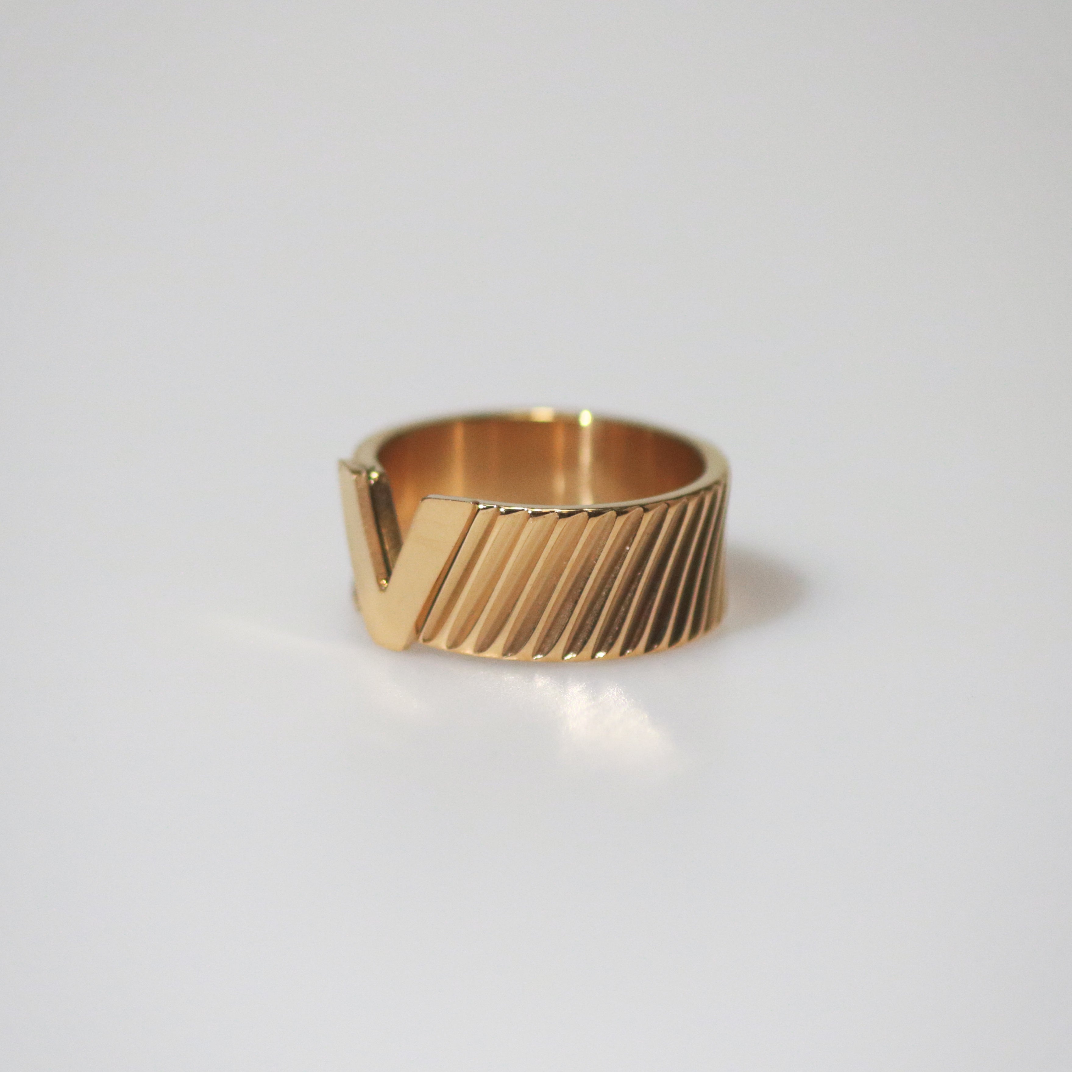 Meideya Jewelry Gold Chunky V shaped Ring
