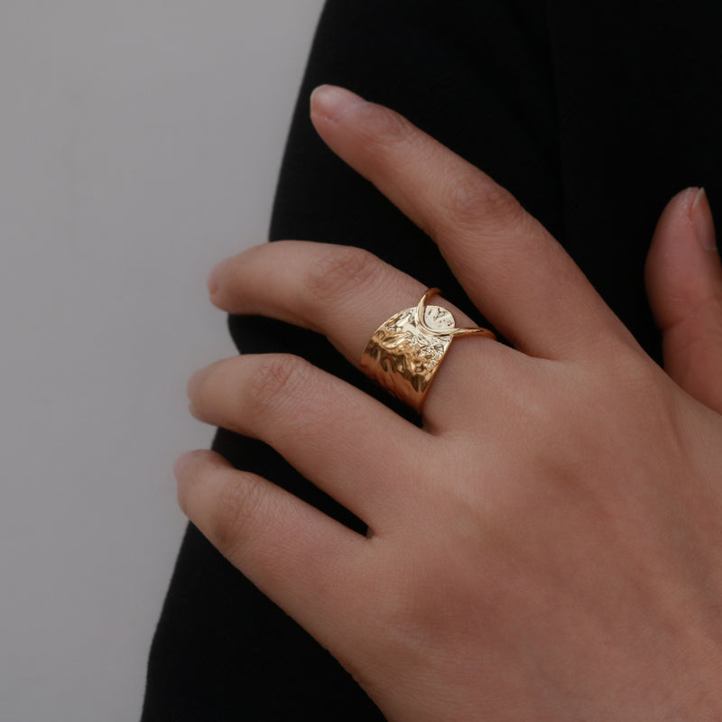 Meideya Jewelry Gold Hammered Ring