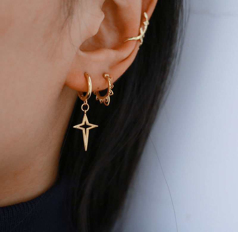 Sun hoop earrings in 18k gold